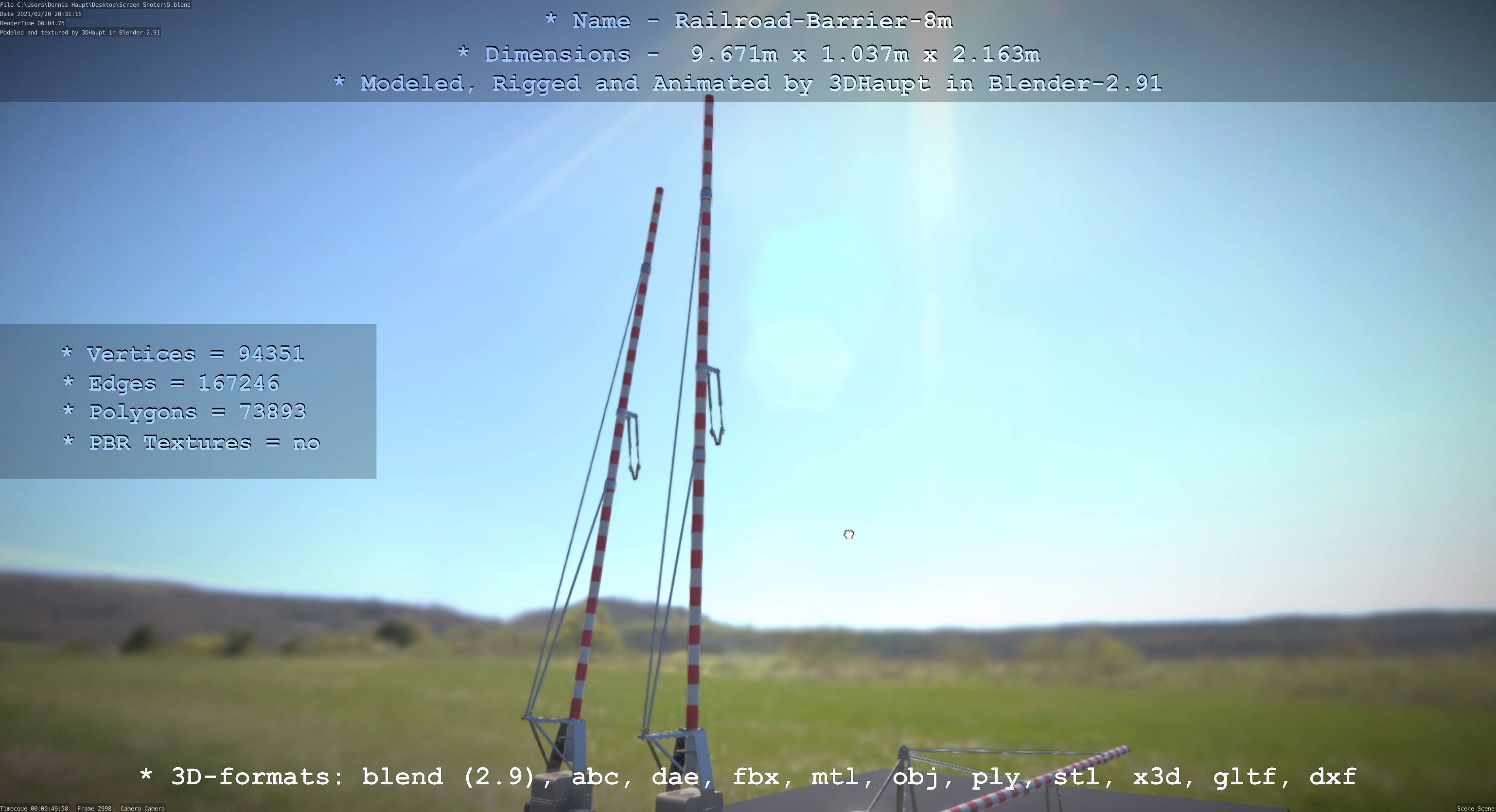 Railroad Barrier 8m High-Poly 3D model_96