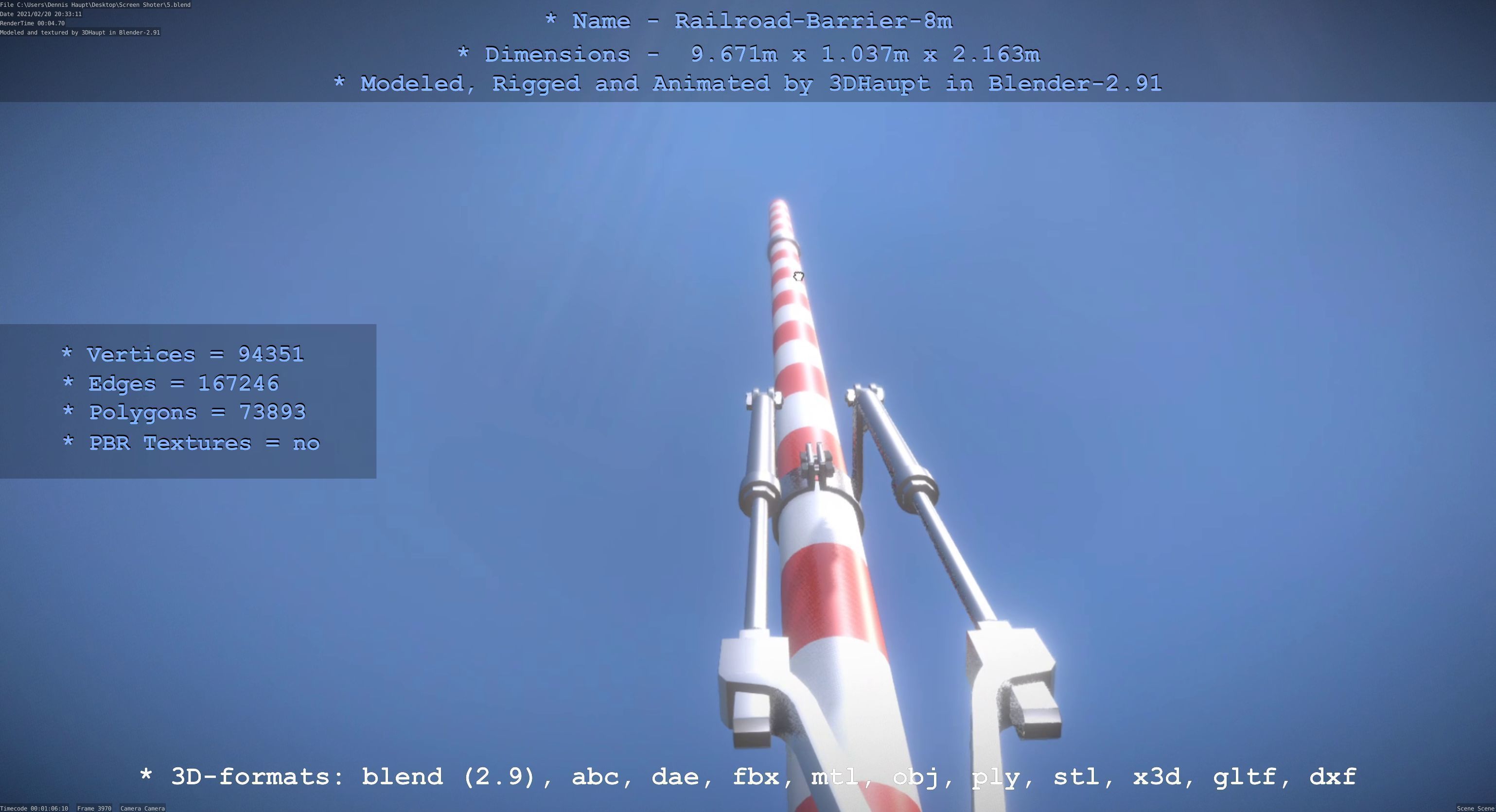 Railroad Barrier 8m High-Poly 3D model_48