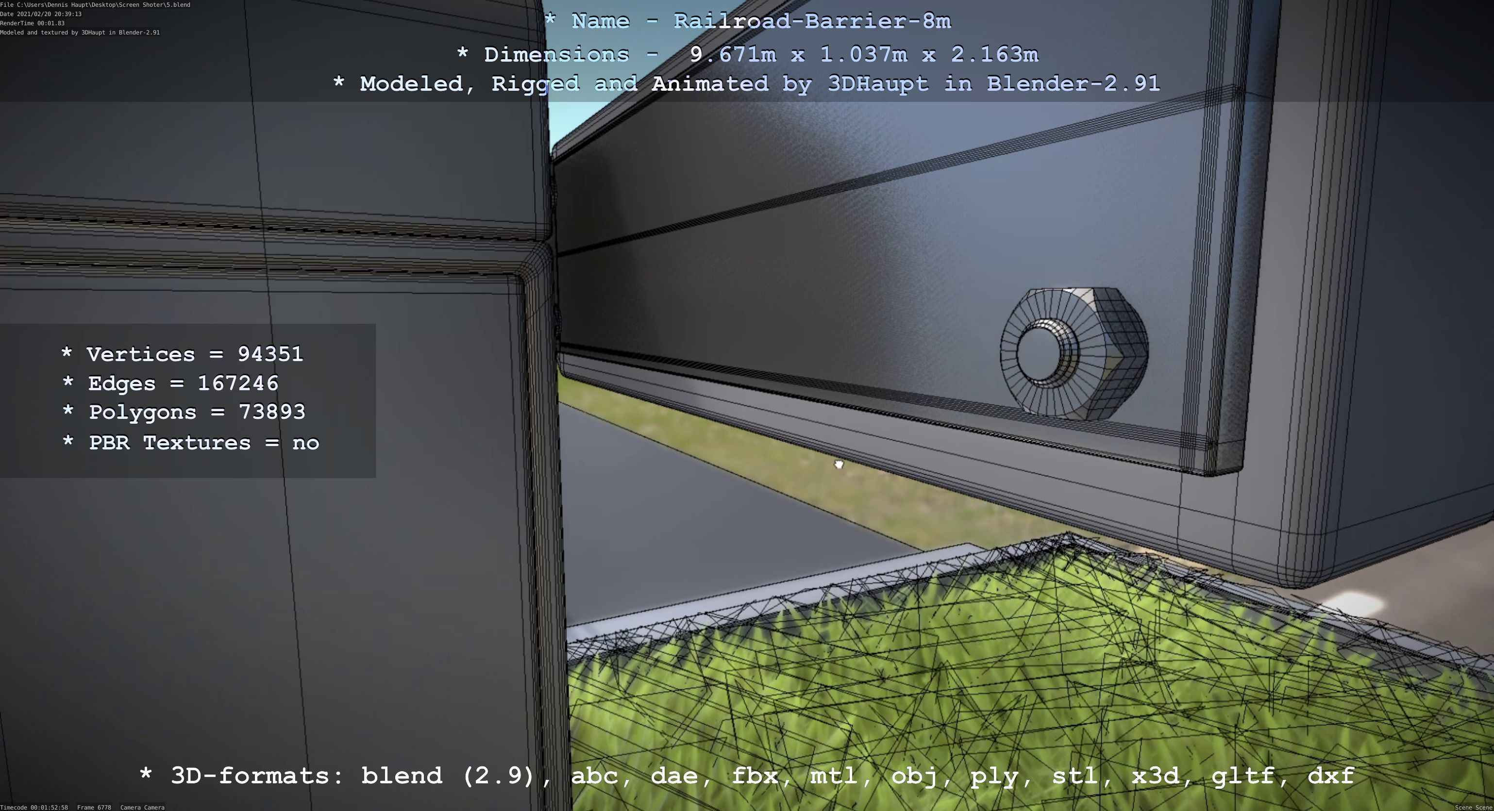 Railroad Barrier 8m High-Poly 3D model_62