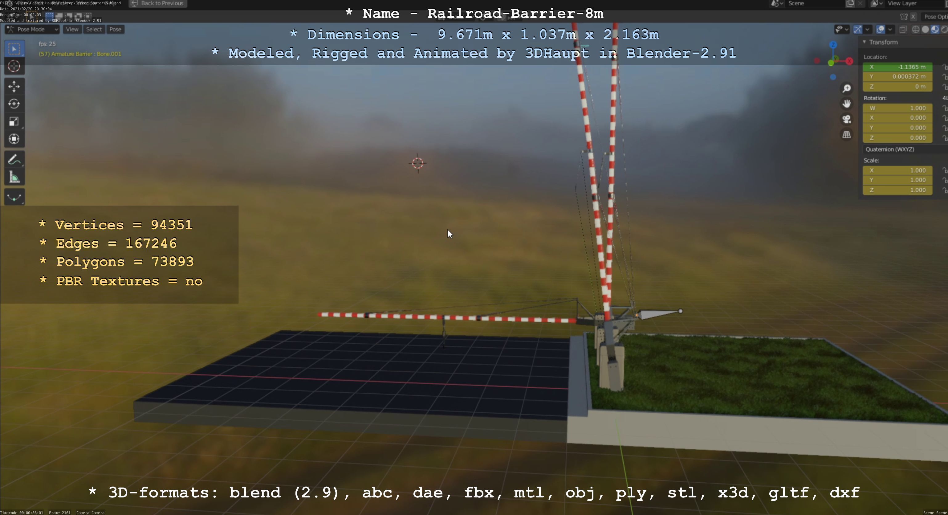 Railroad Barrier 8m High-Poly 3D model_103