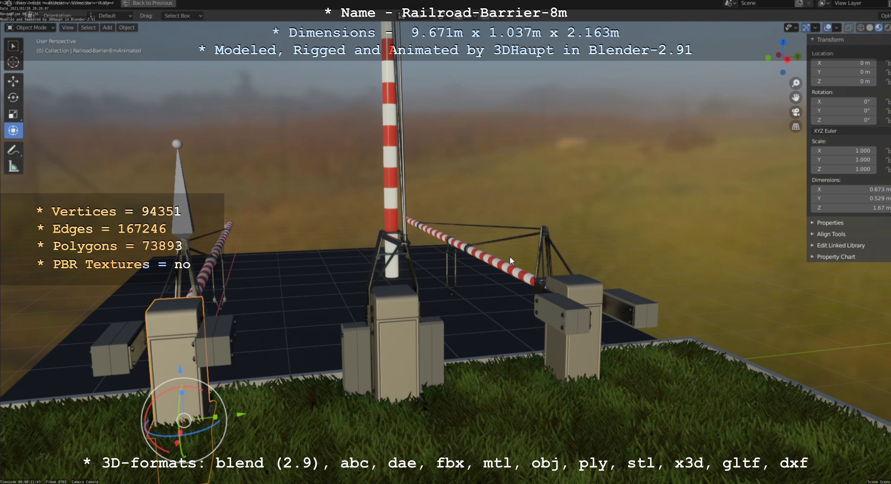 Railroad Barrier 8m High-Poly 3D model_77