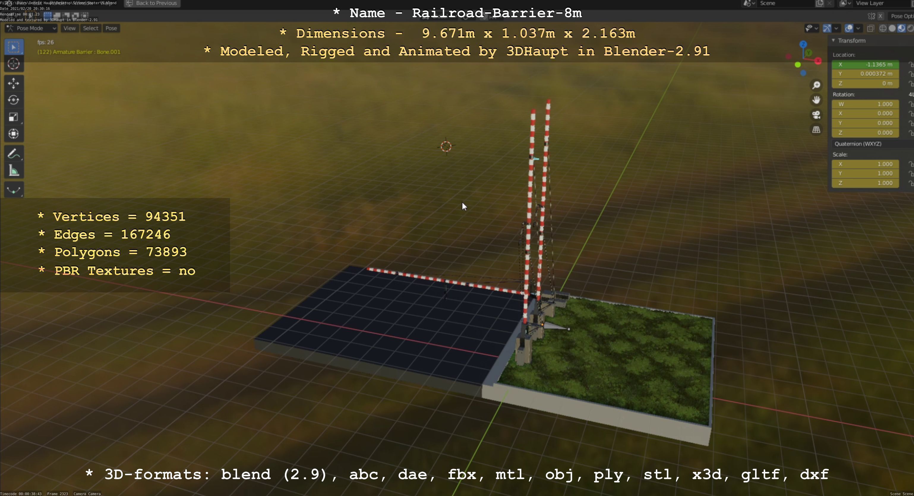 Railroad Barrier 8m High-Poly 3D model_109