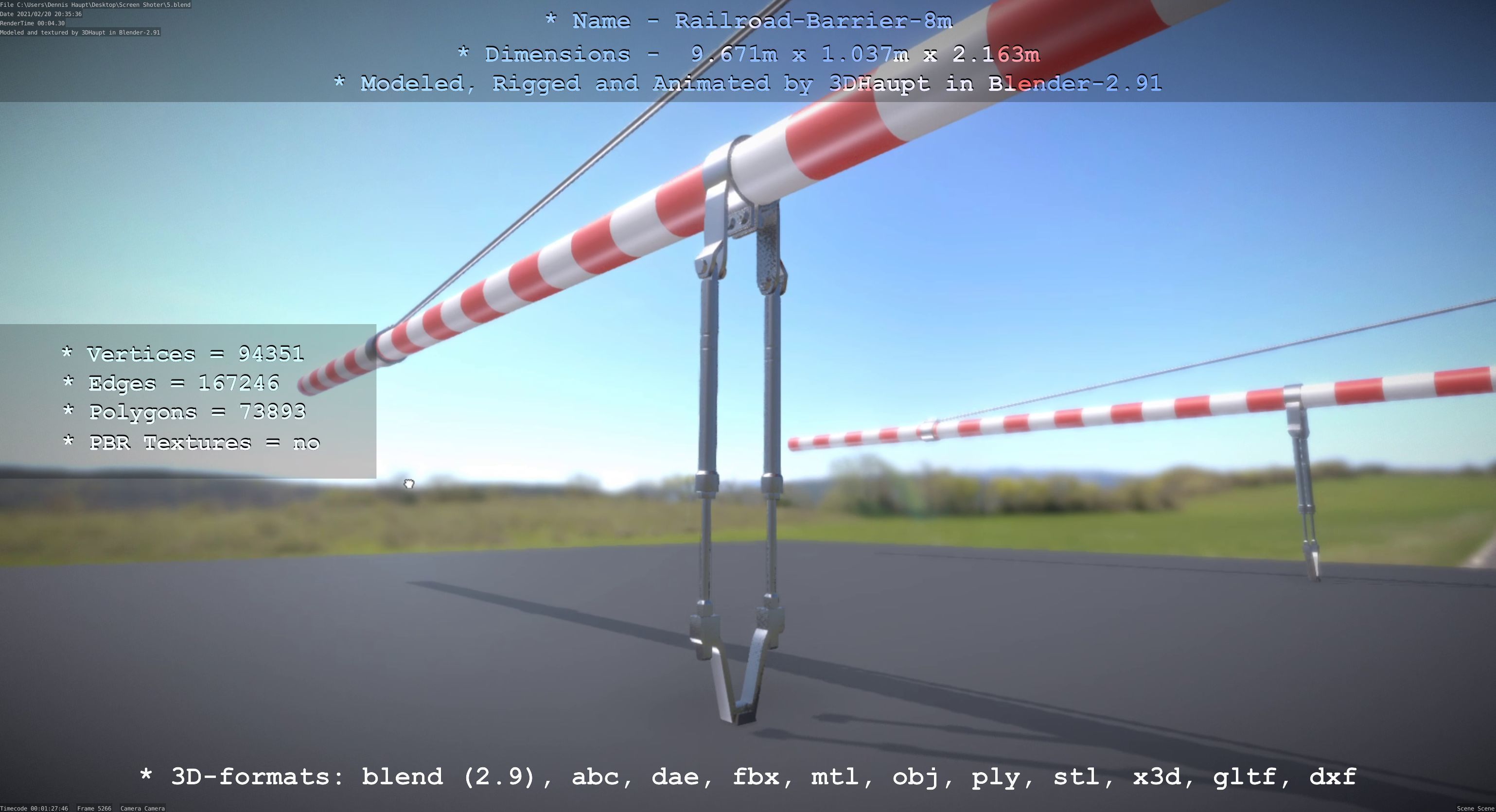 Railroad Barrier 8m High-Poly 3D model_55