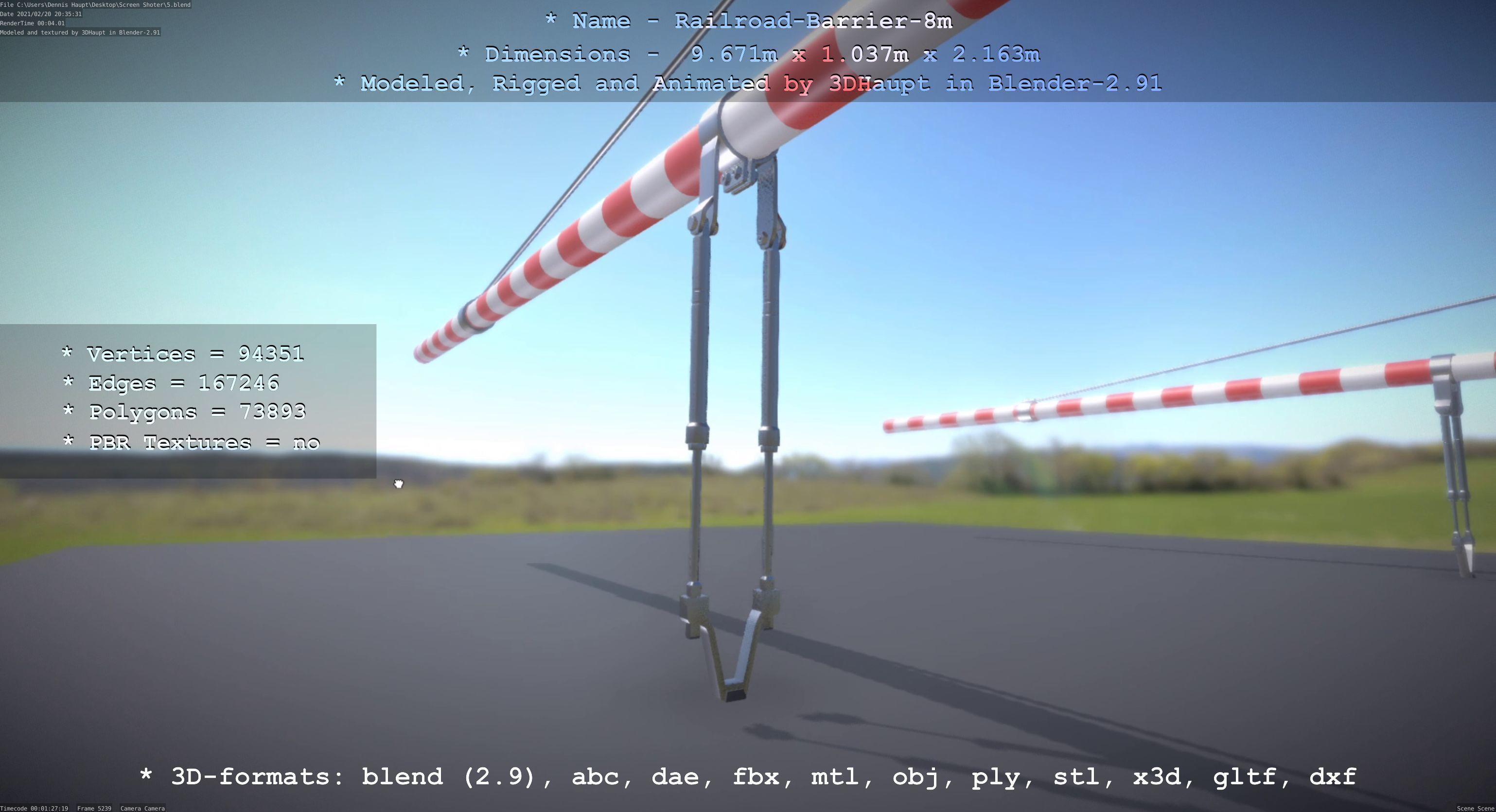 Railroad Barrier 8m High-Poly 3D model_54