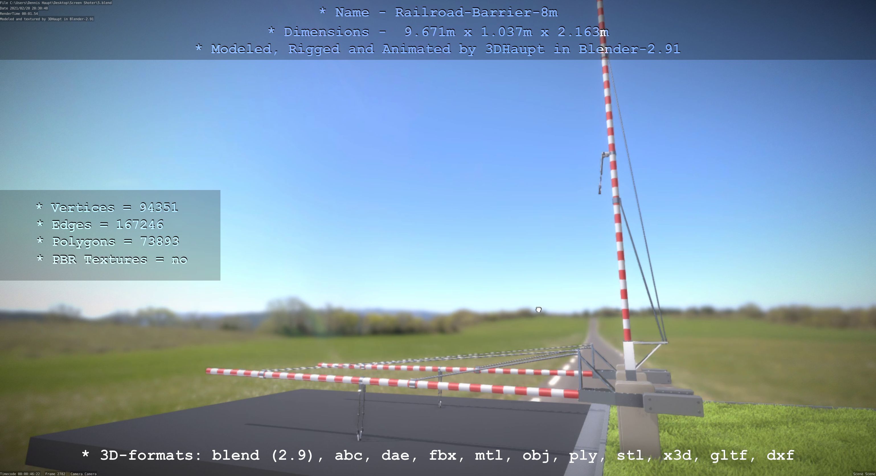 Railroad Barrier 8m High-Poly 3D model_111