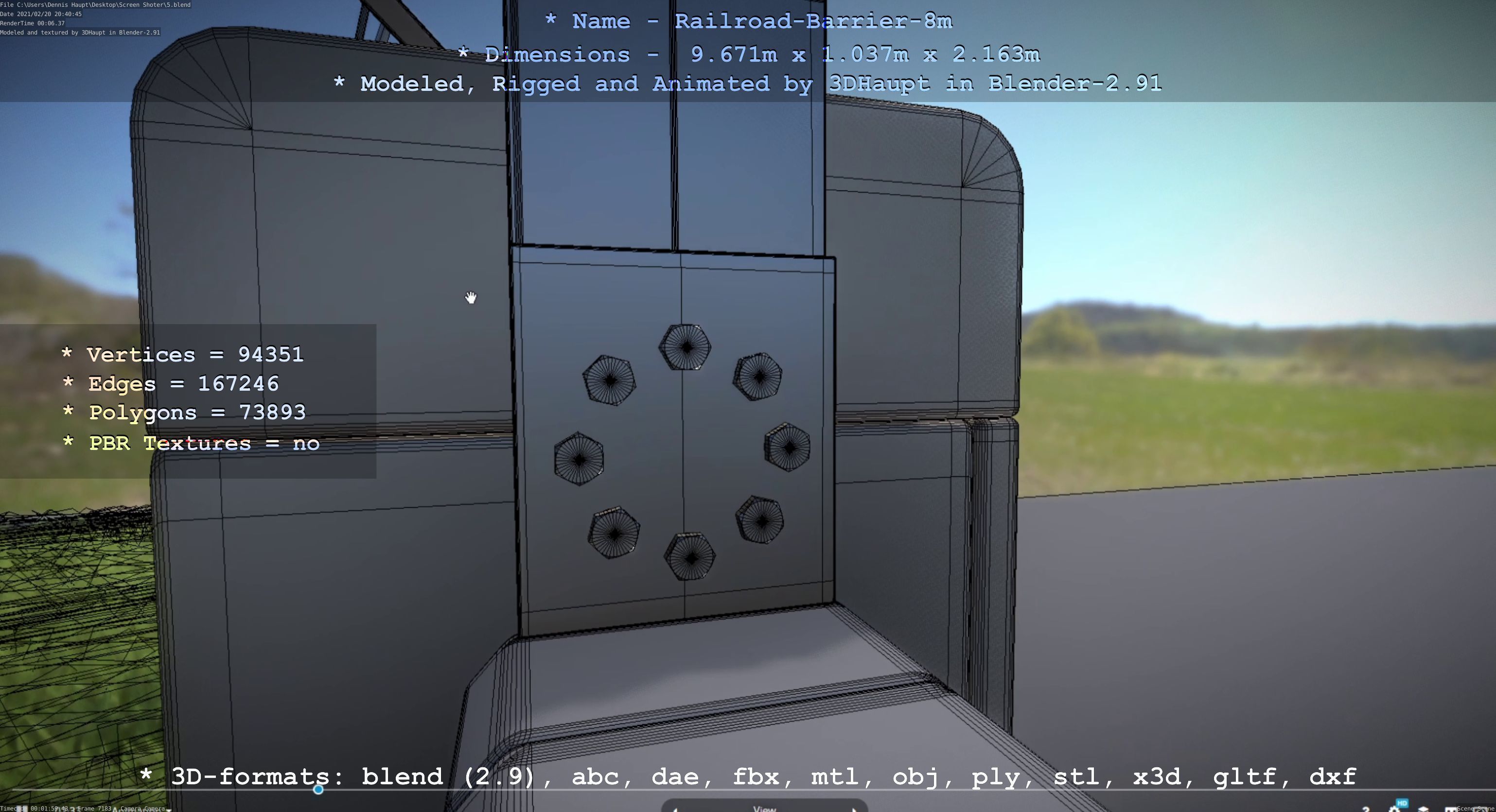 Railroad Barrier 8m High-Poly 3D model_70