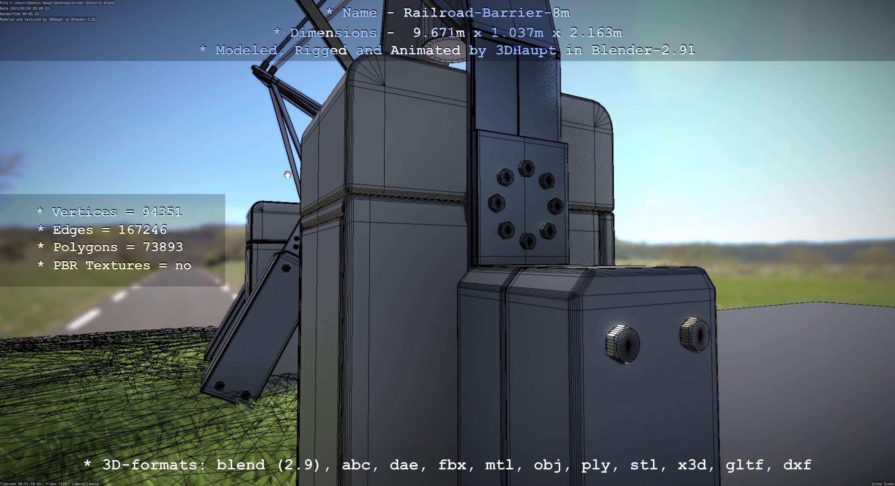 Railroad Barrier 8m High-Poly 3D model_68