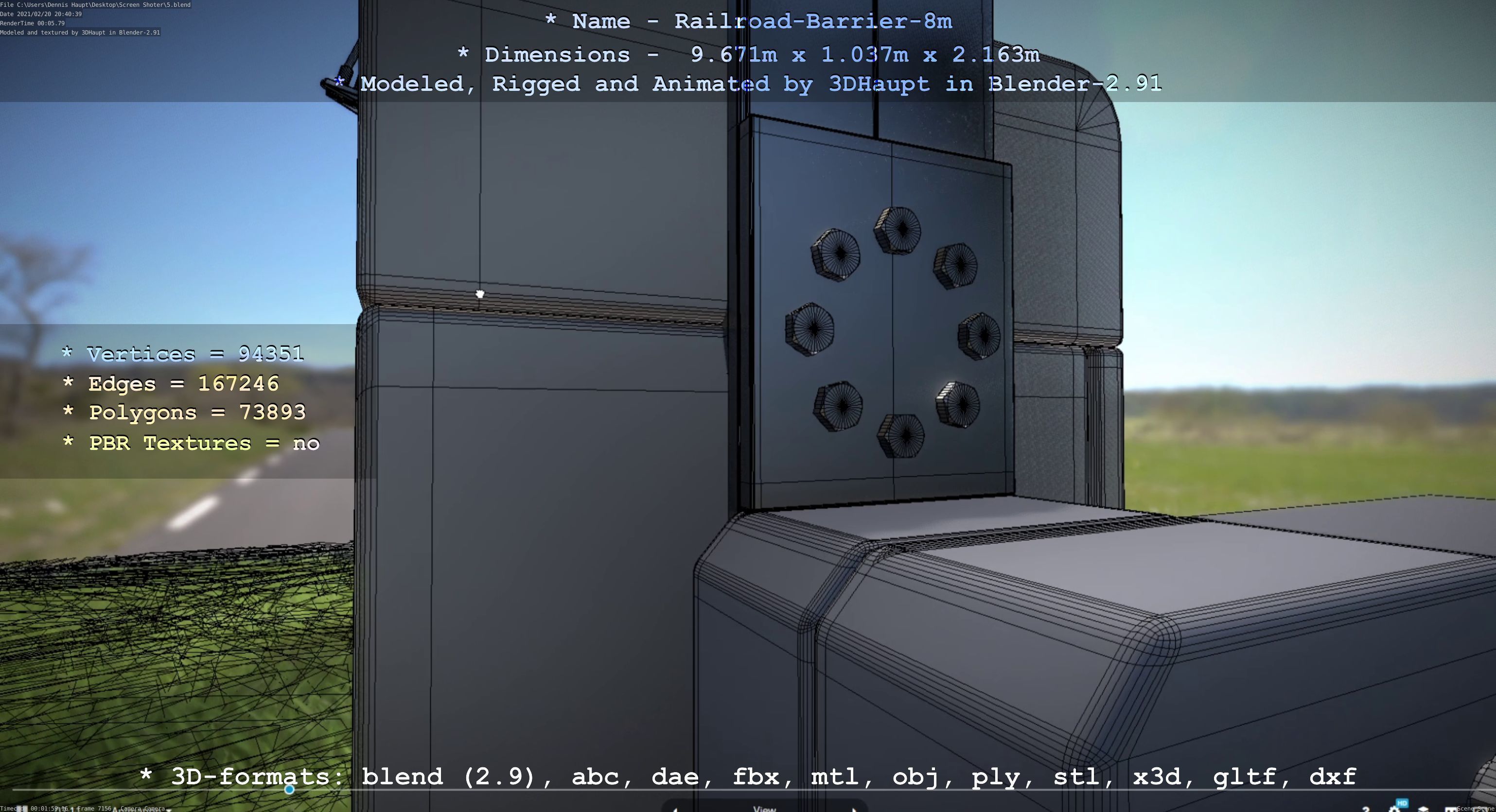 Railroad Barrier 8m High-Poly 3D model_69