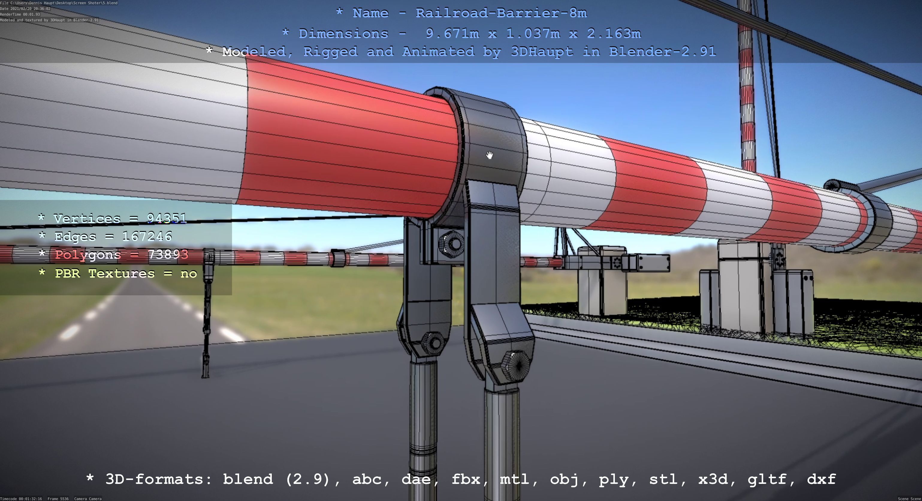 Railroad Barrier 8m High-Poly 3D model_57
