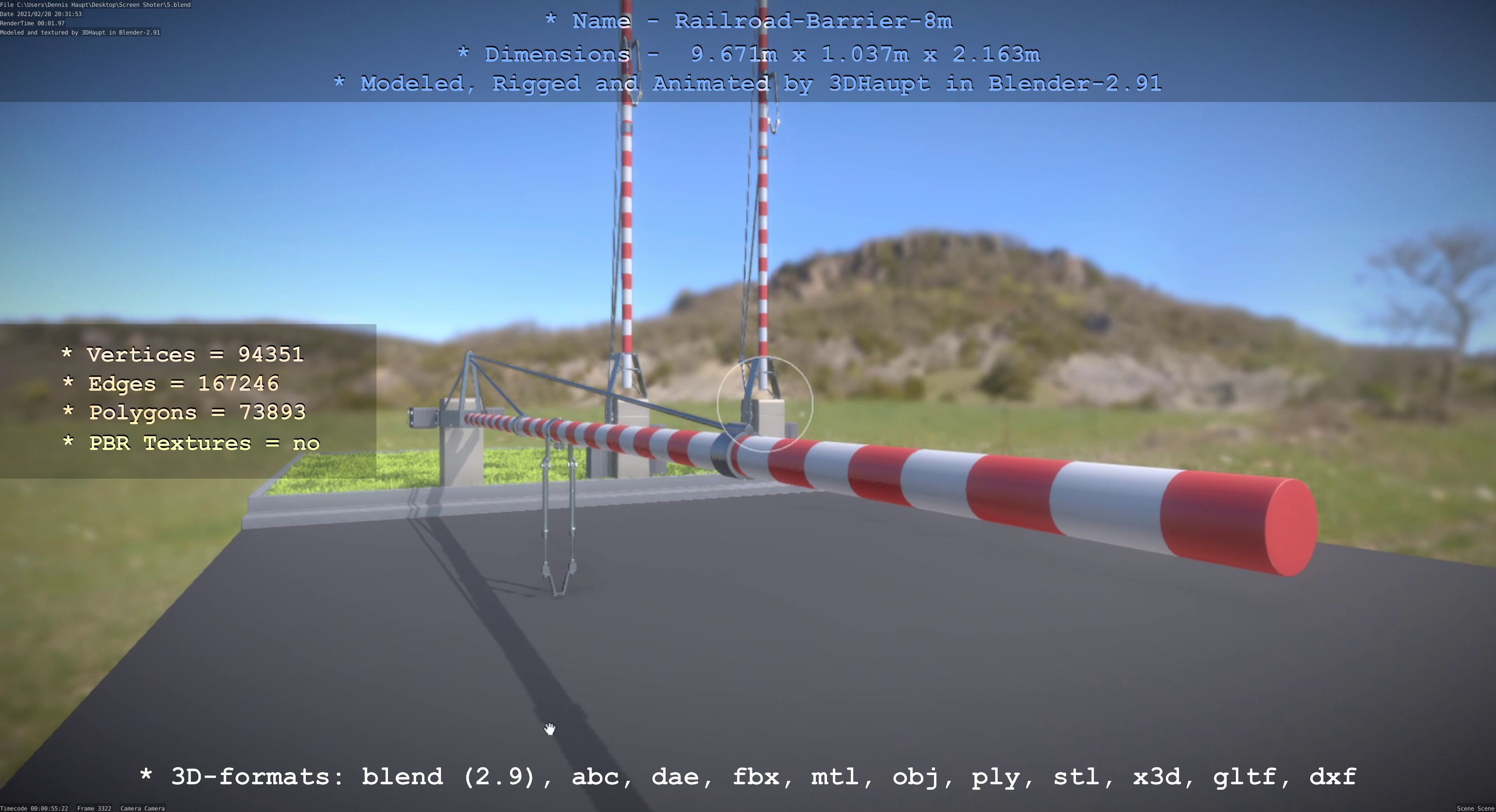 Railroad Barrier 8m High-Poly 3D model_9