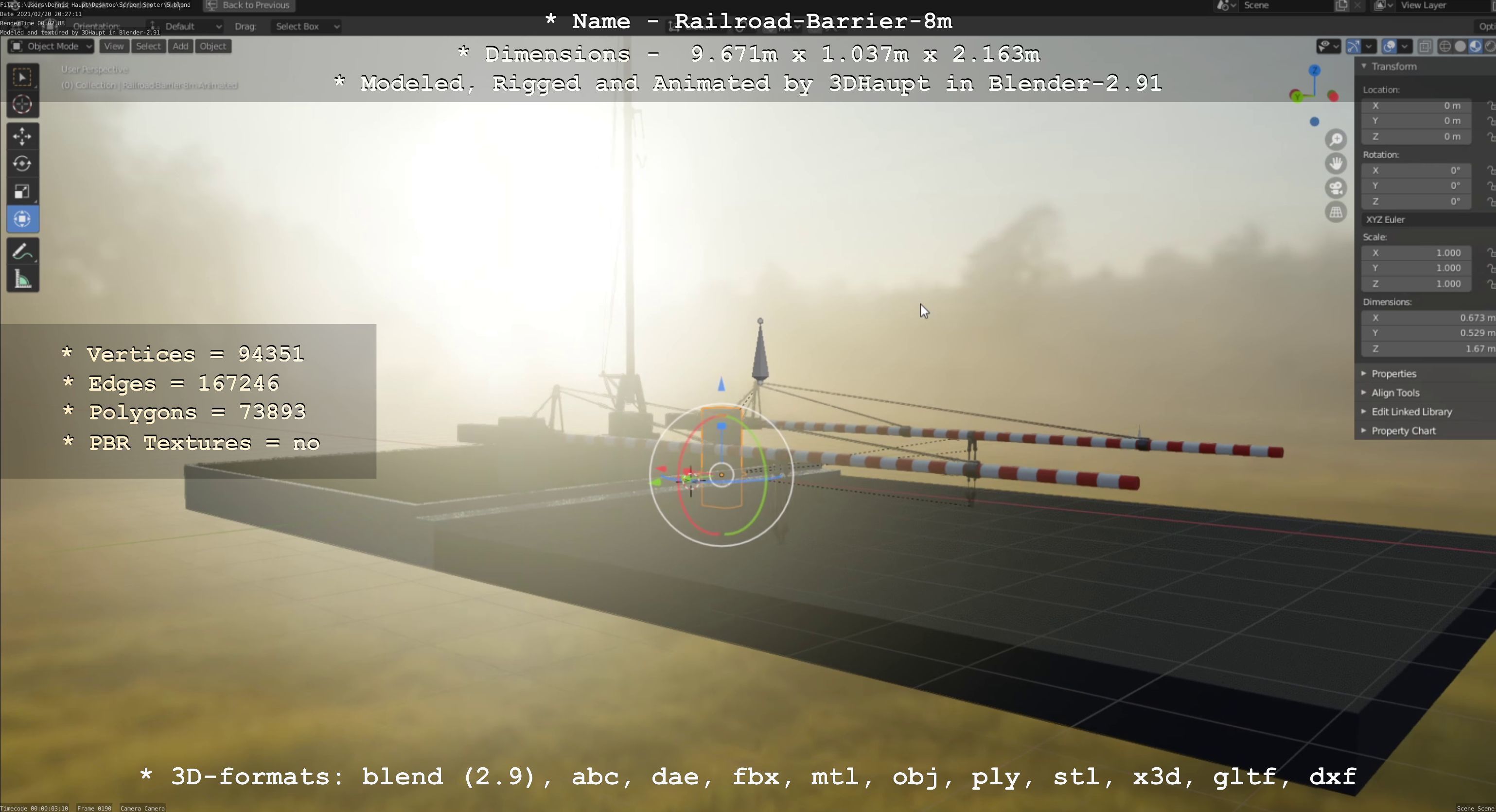 Railroad Barrier 8m High-Poly 3D model_73