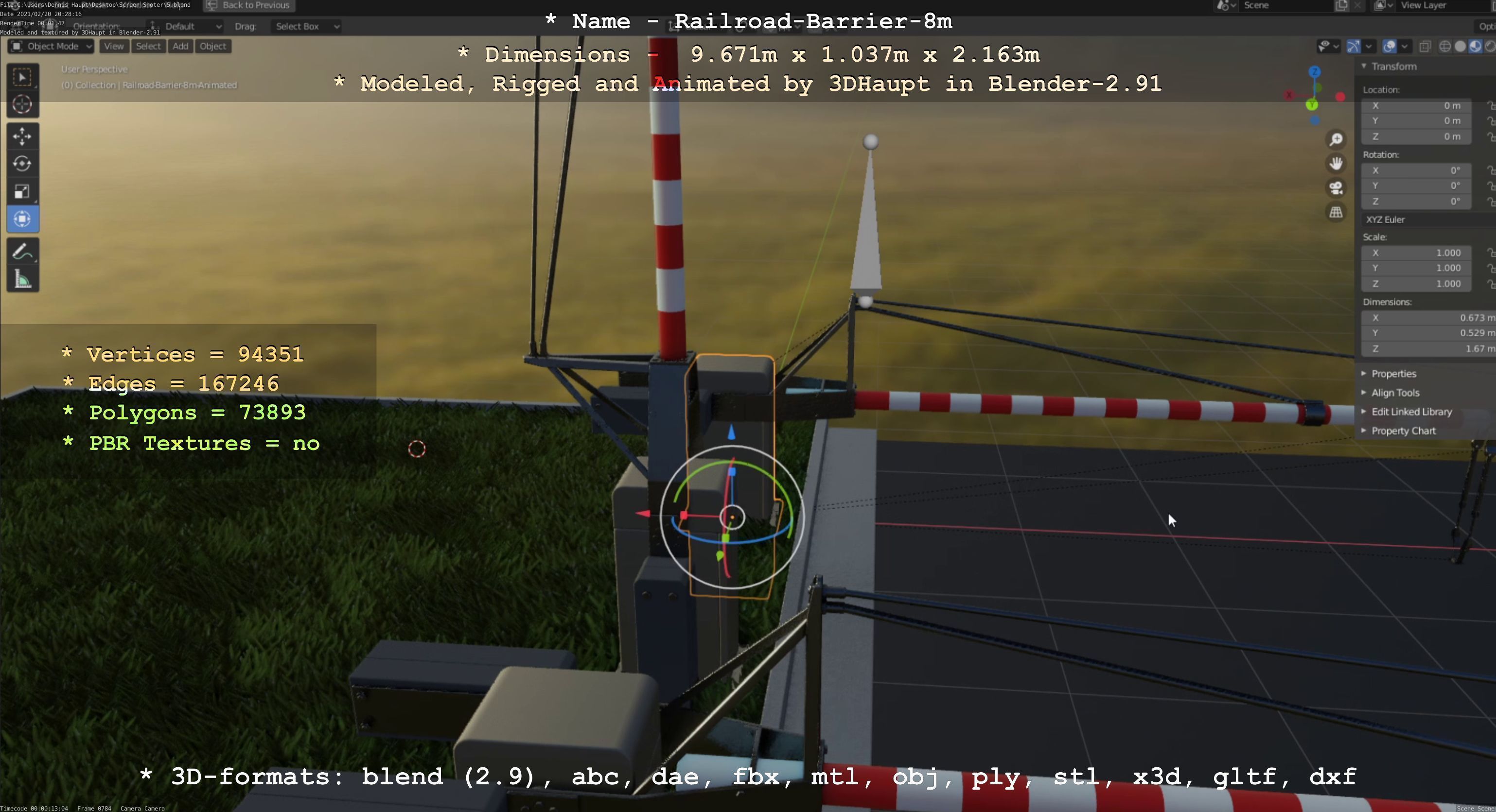 Railroad Barrier 8m High-Poly 3D model_79