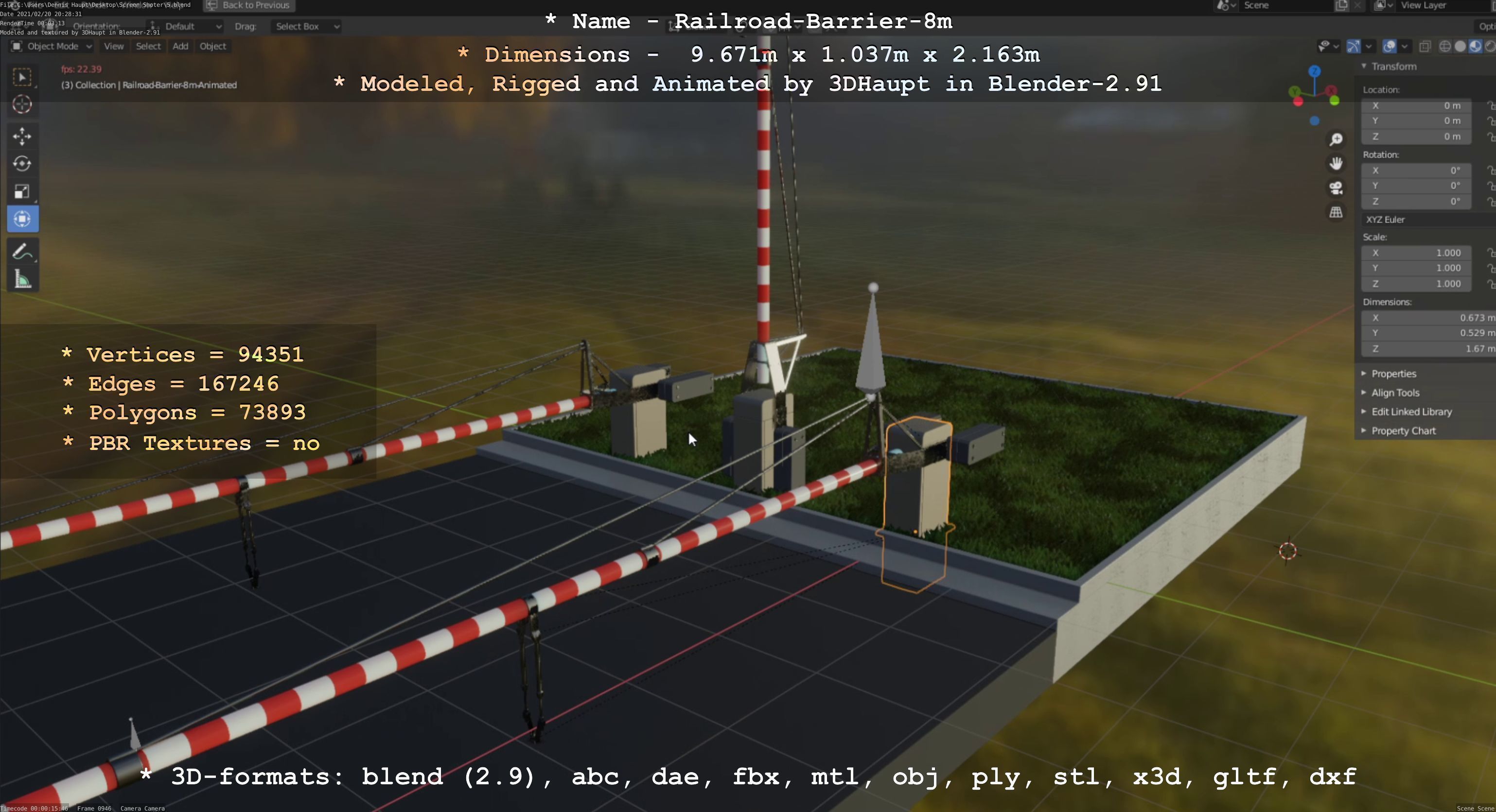 Railroad Barrier 8m High-Poly 3D model_84