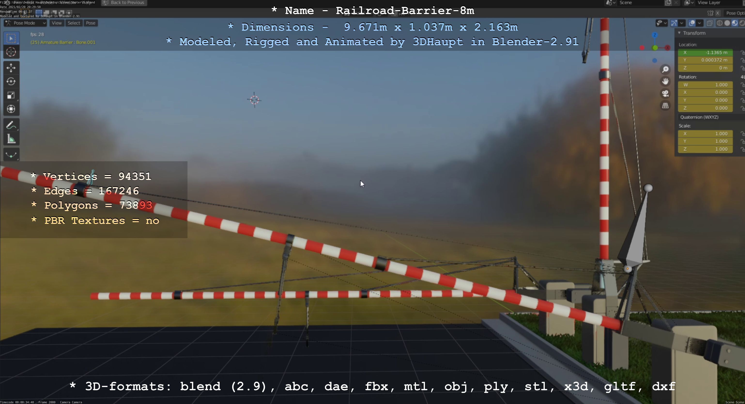 Railroad Barrier 8m High-Poly 3D model_101