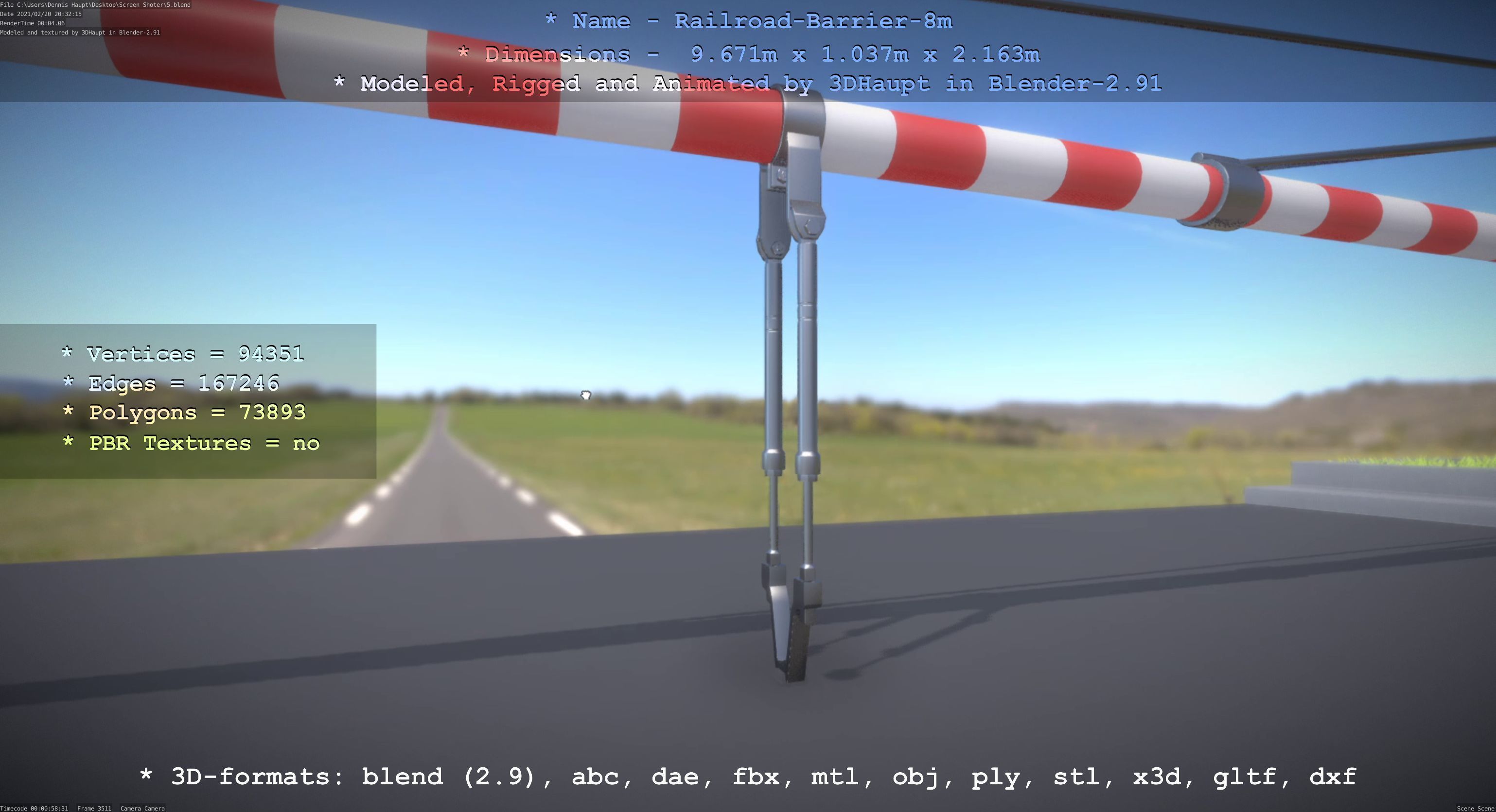 Railroad Barrier 8m High-Poly 3D model_43