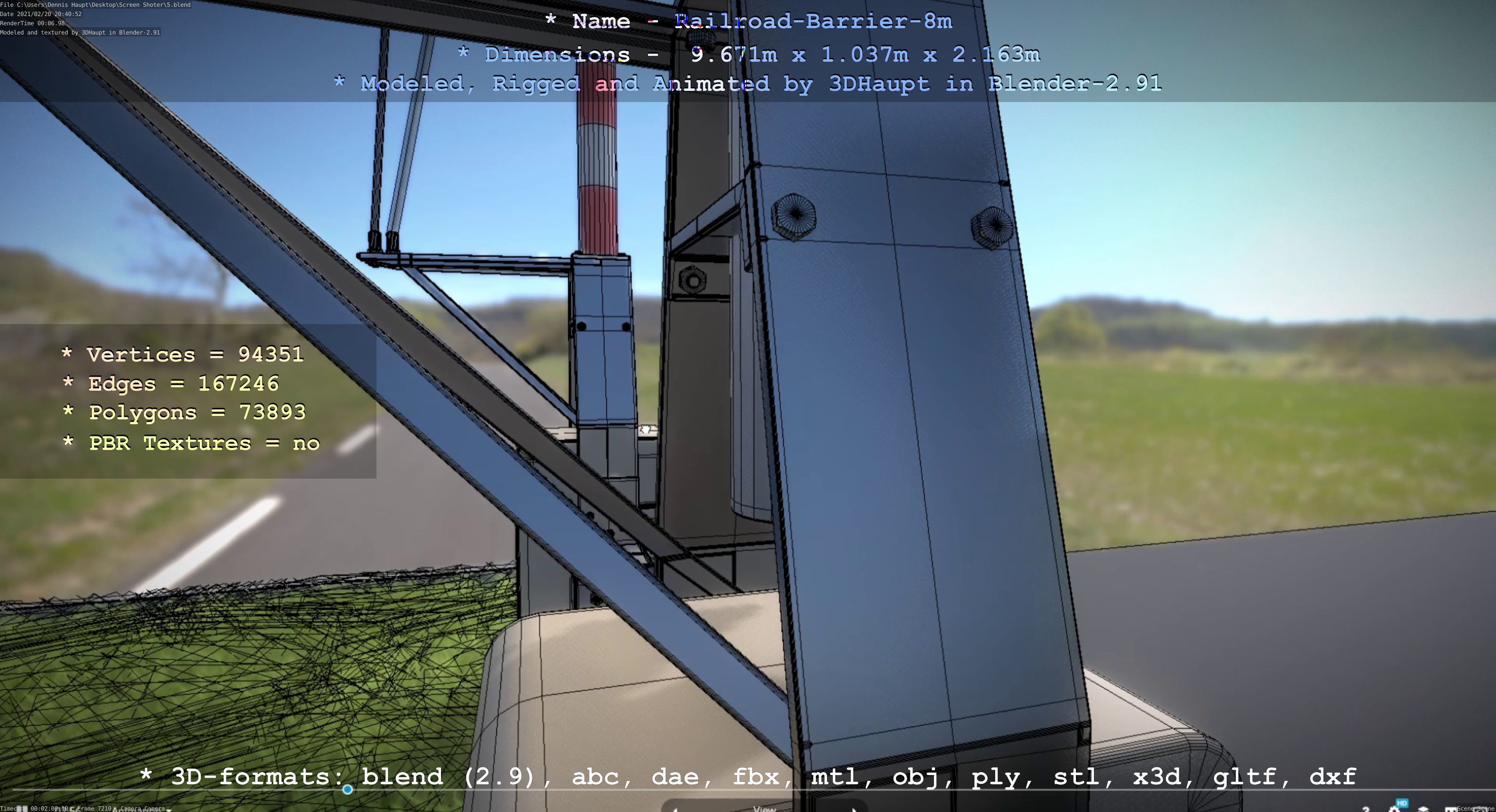 Railroad Barrier 8m High-Poly 3D model_71