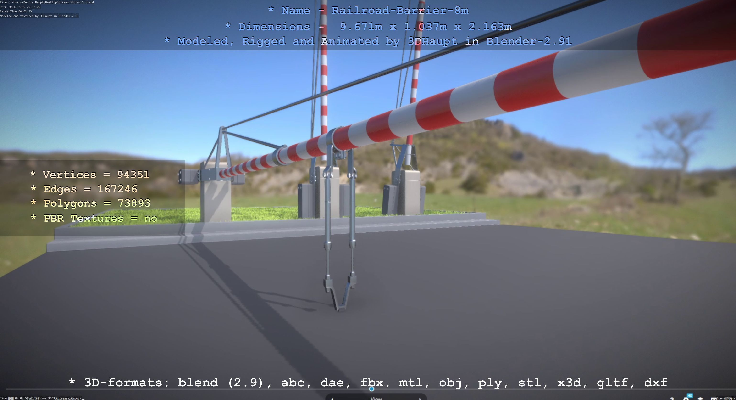 Railroad Barrier 8m High-Poly 3D model_113