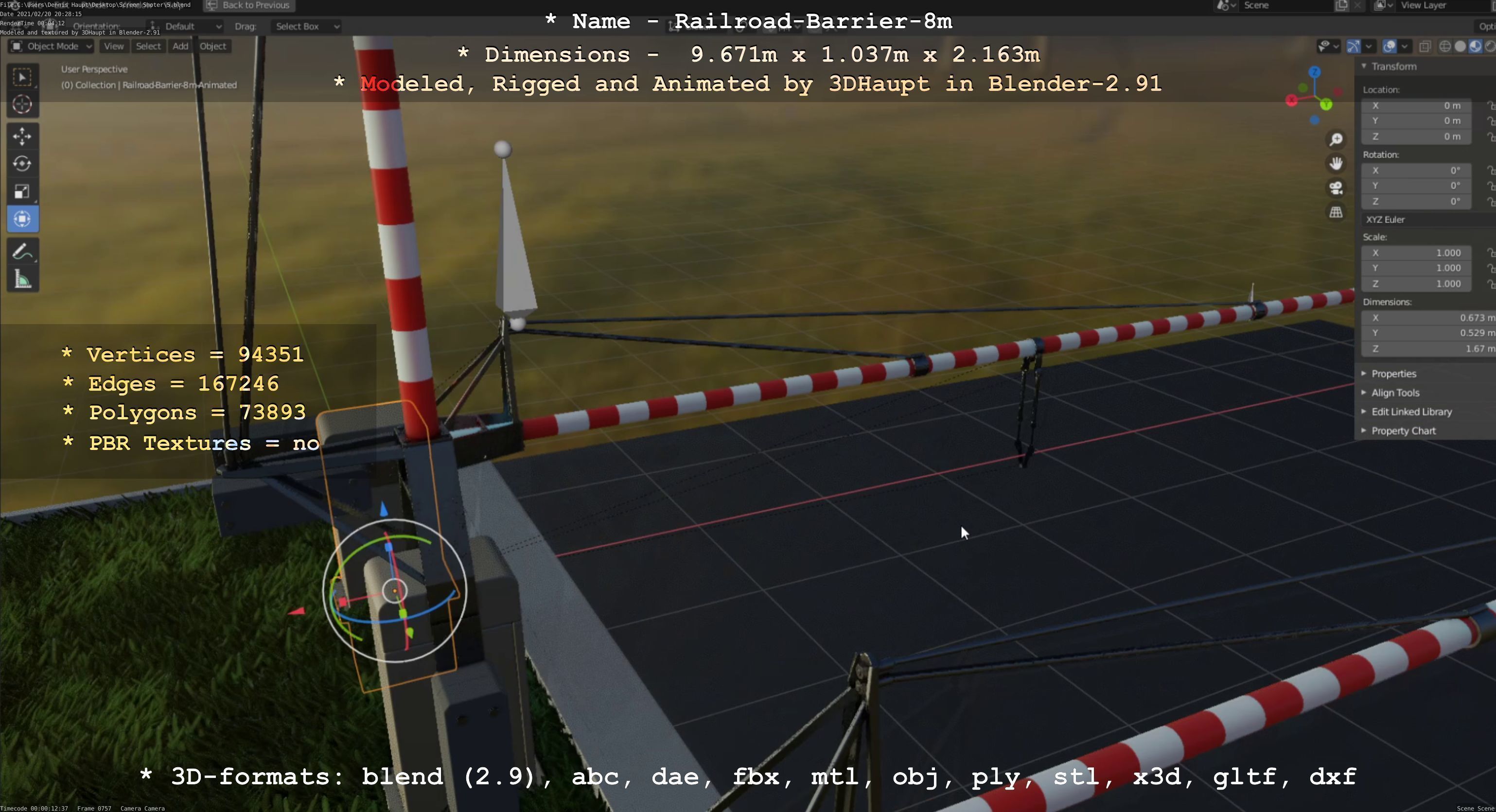 Railroad Barrier 8m High-Poly 3D model_78