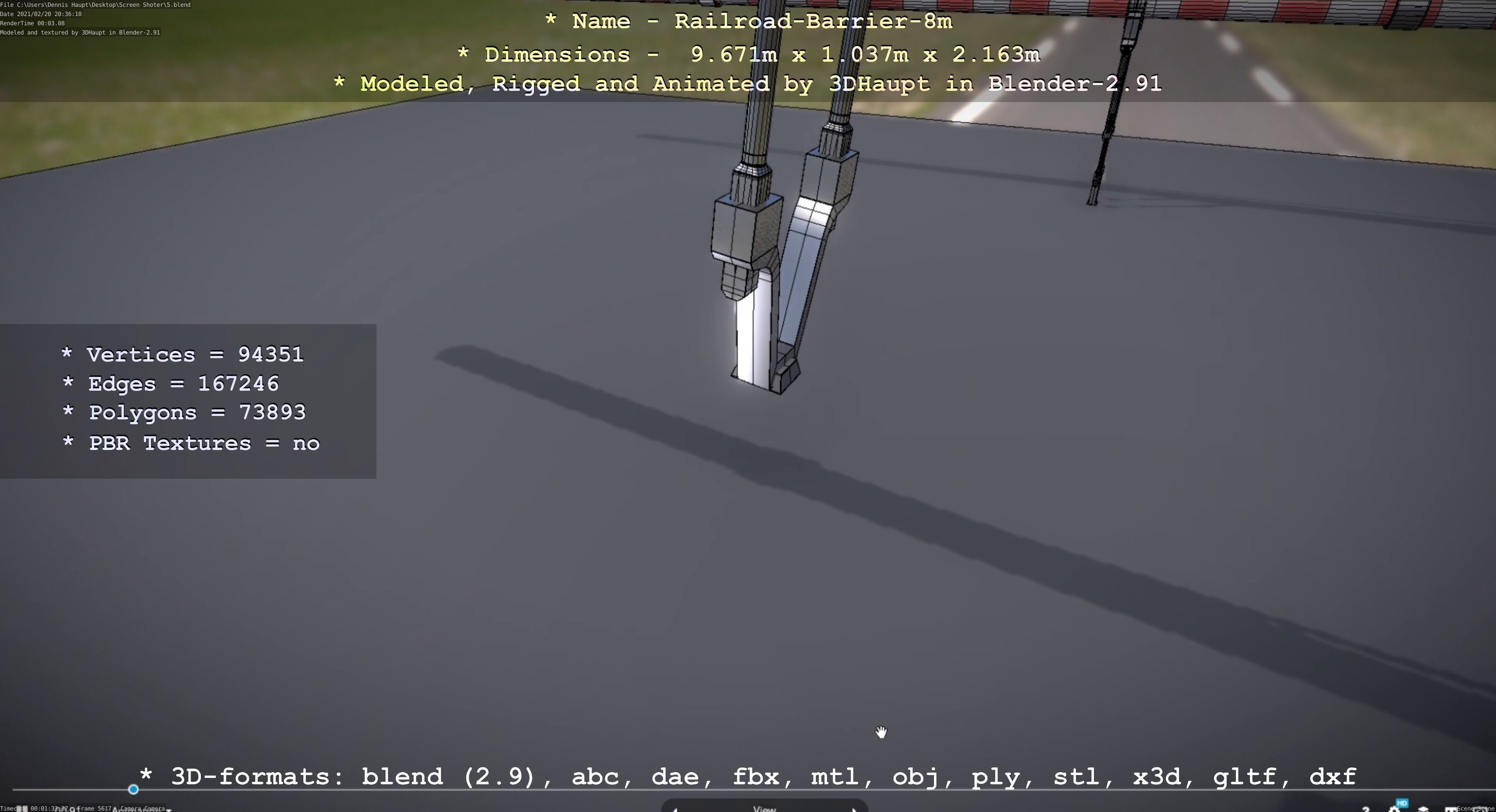 Railroad Barrier 8m High-Poly 3D model_59