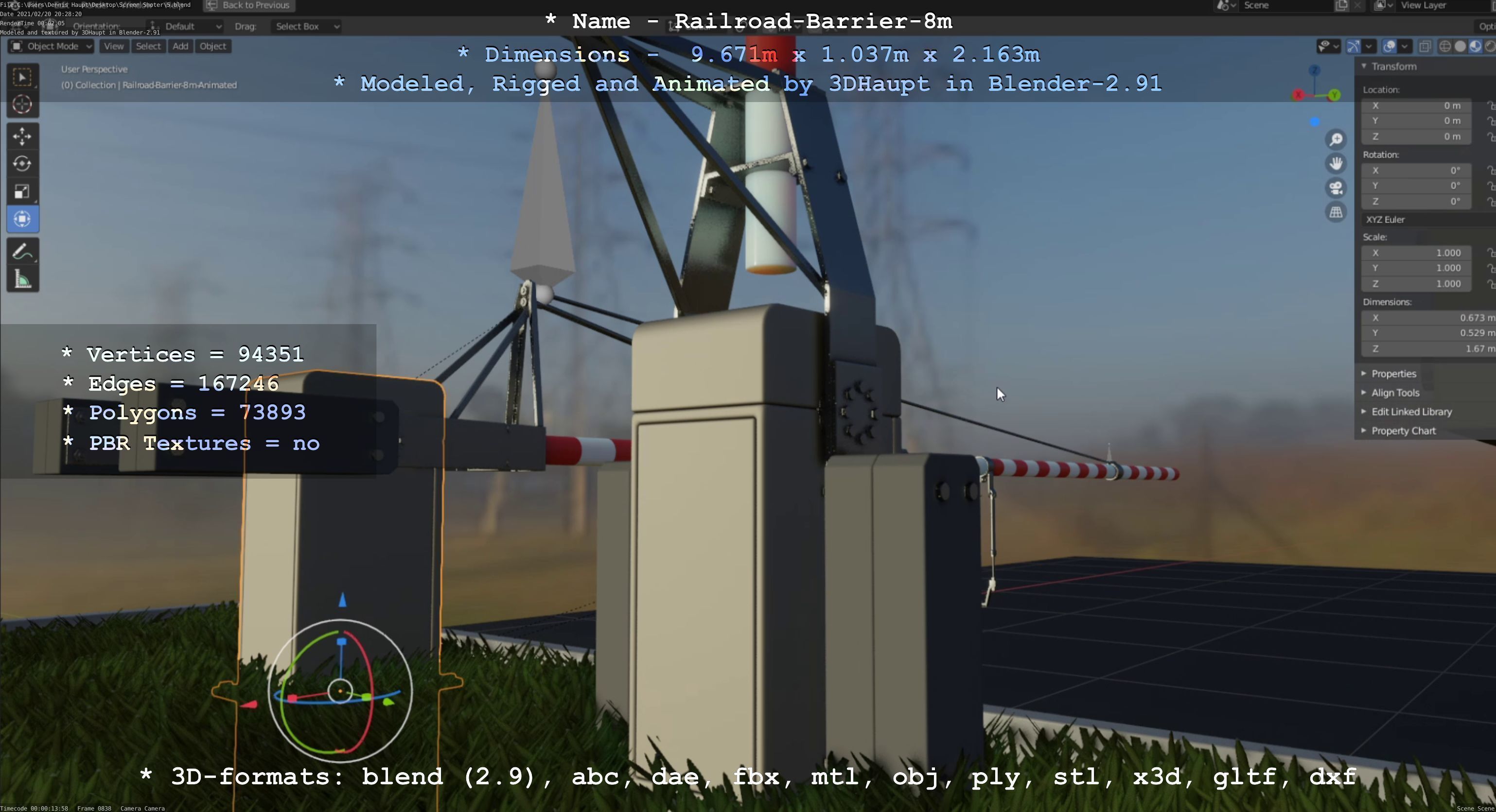 Railroad Barrier 8m High-Poly 3D model_81