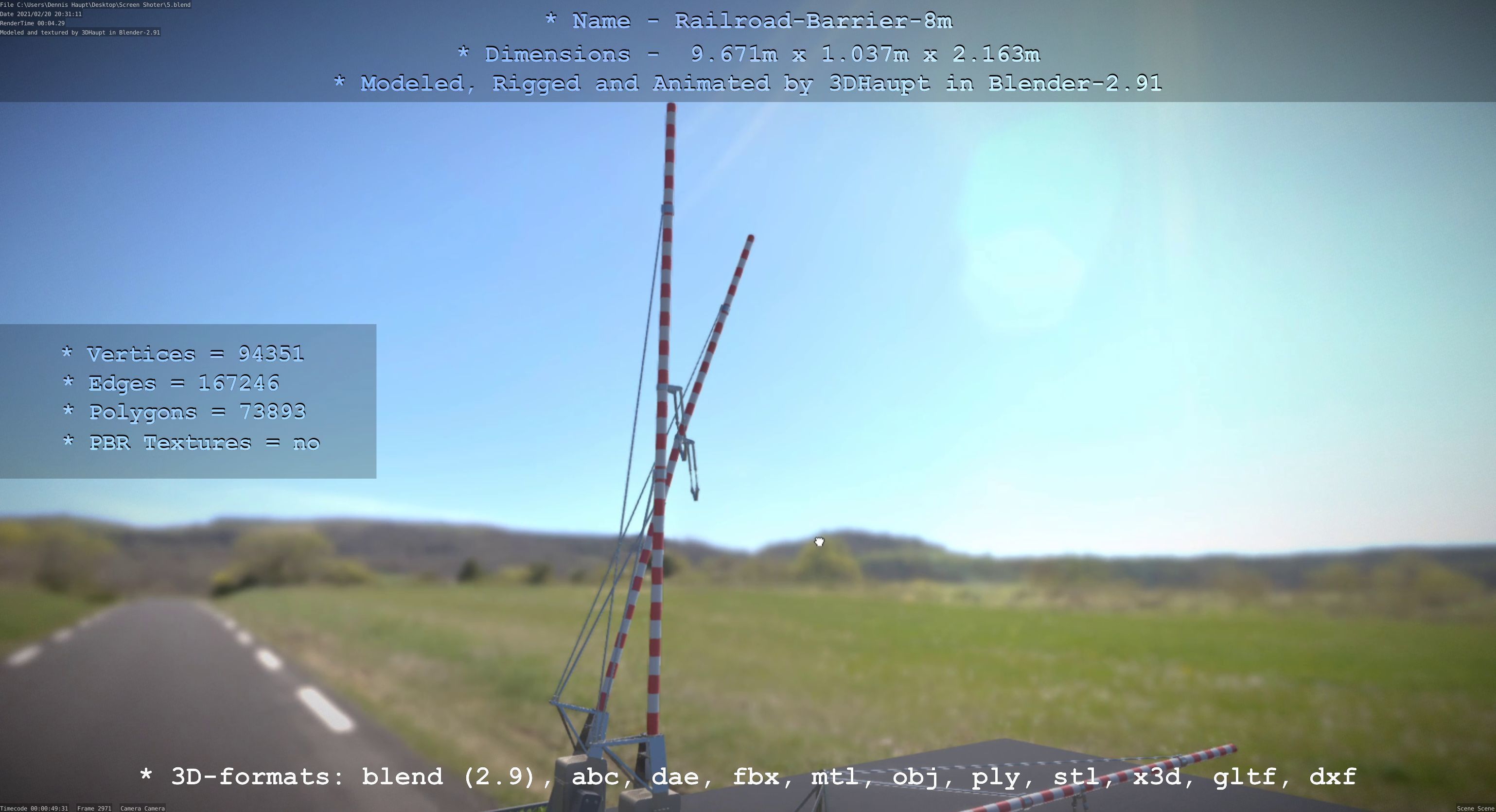 Railroad Barrier 8m High-Poly 3D model_85