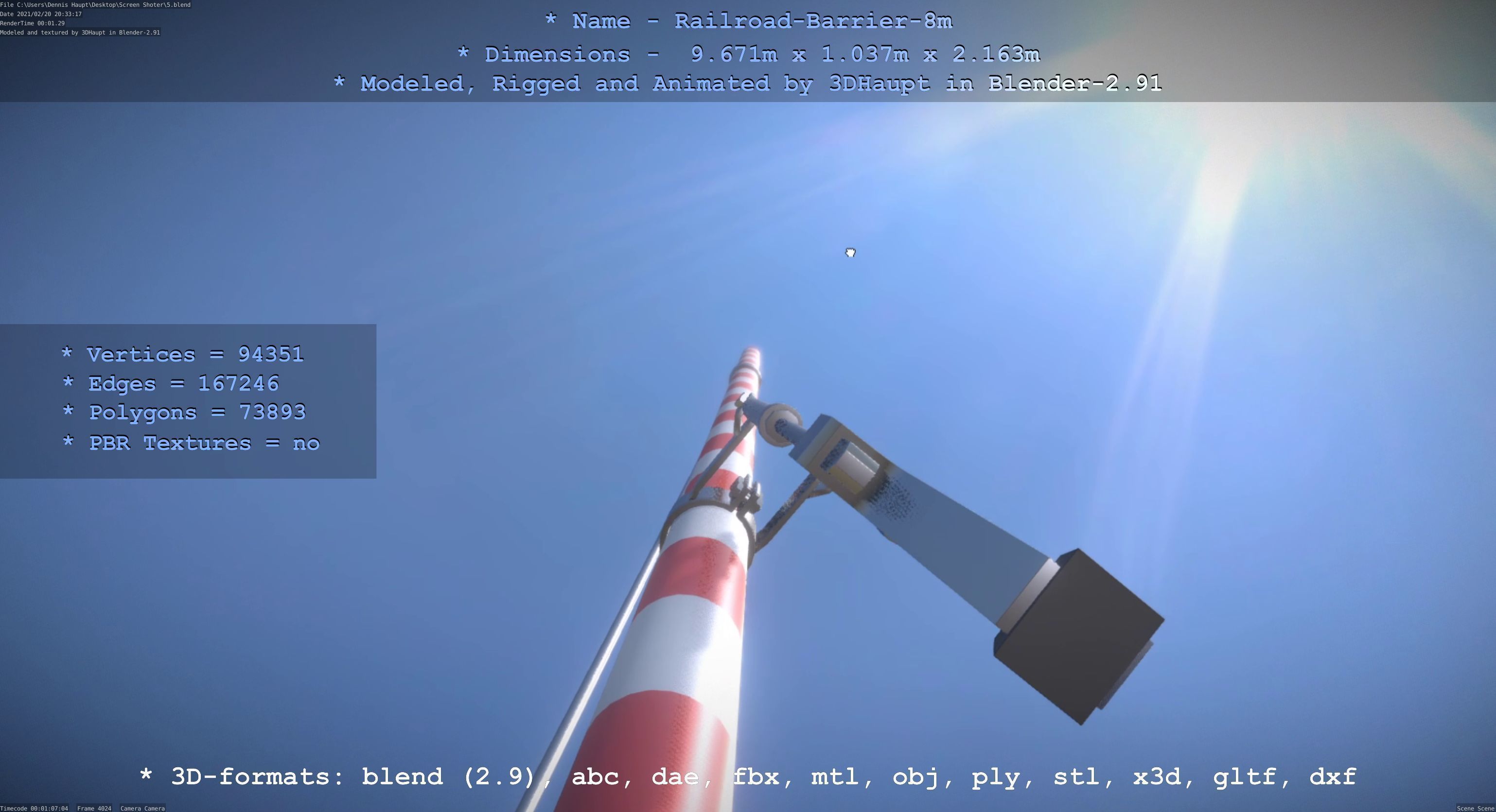 Railroad Barrier 8m High-Poly 3D model_17