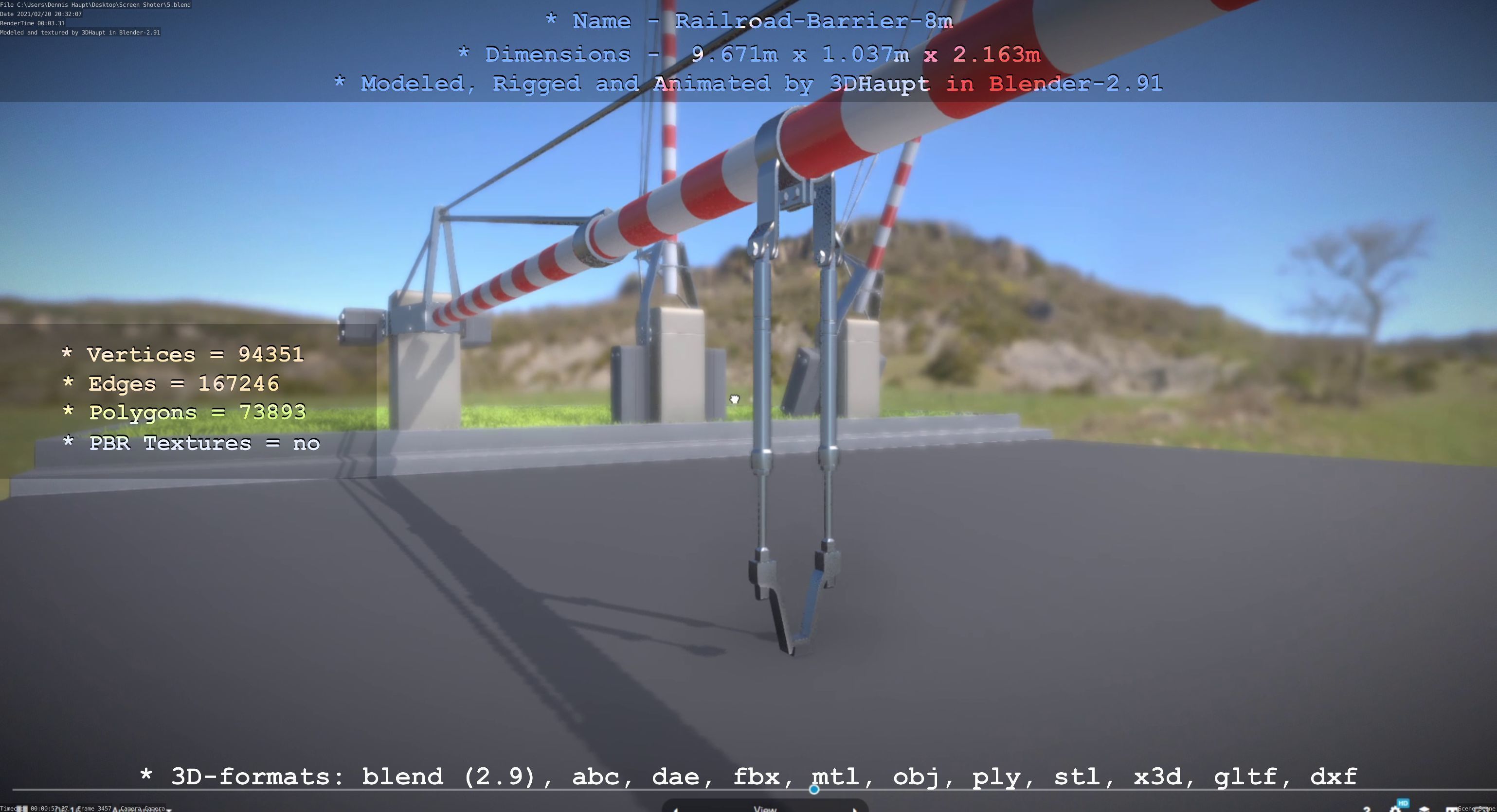 Railroad Barrier 8m High-Poly 3D model_114