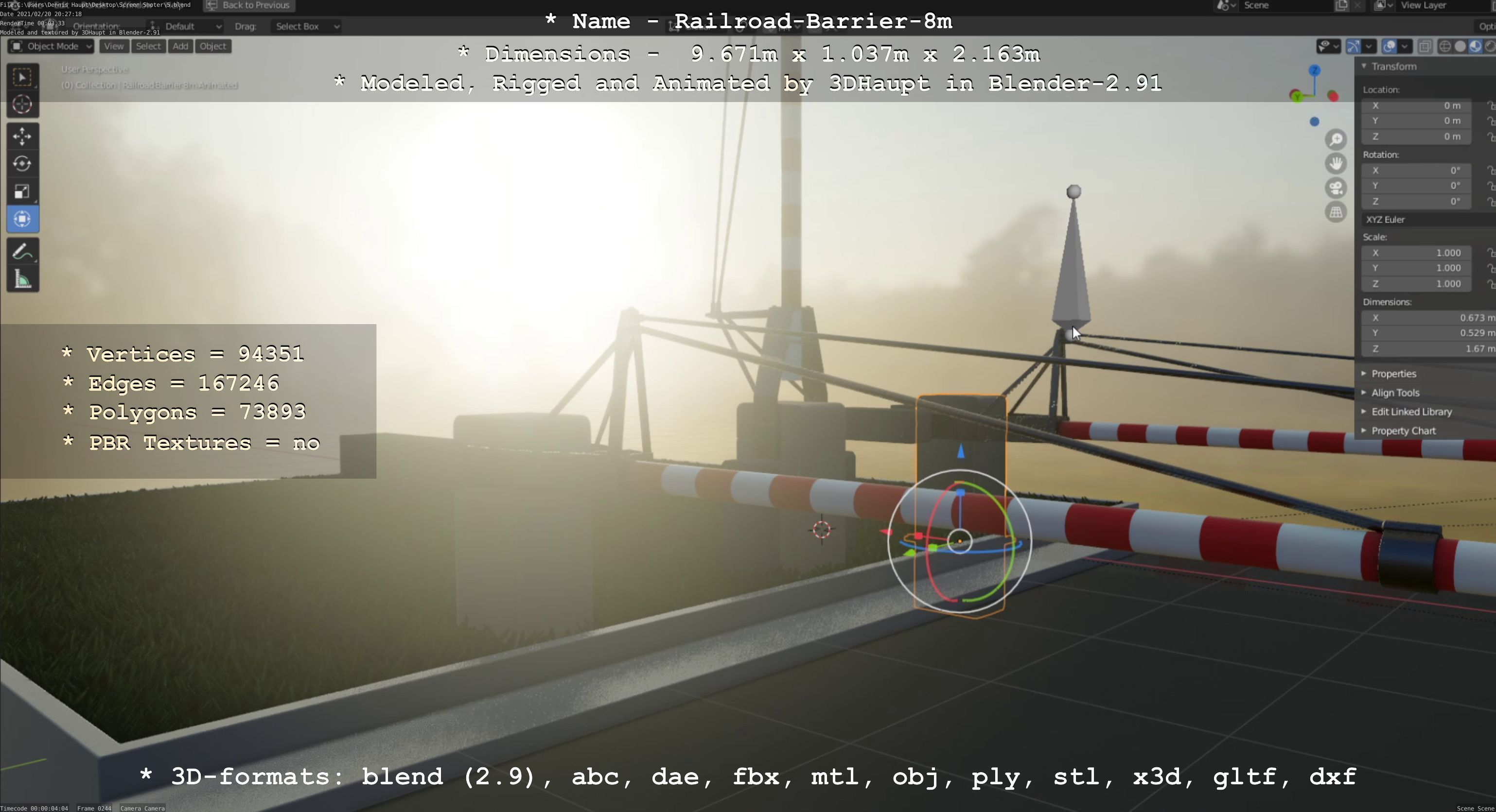 Railroad Barrier 8m High-Poly 3D model_76