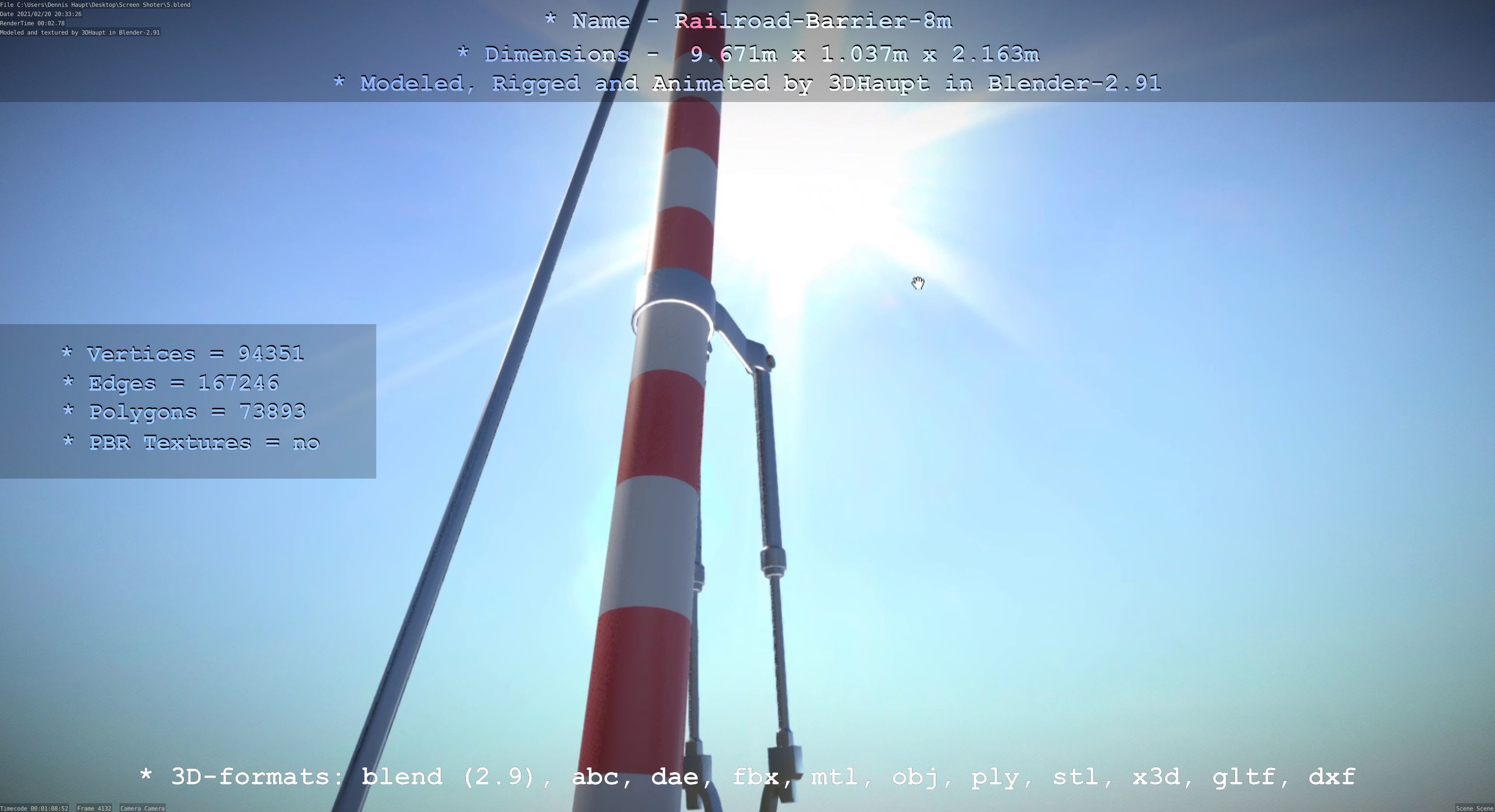 Railroad Barrier 8m High-Poly 3D model_18