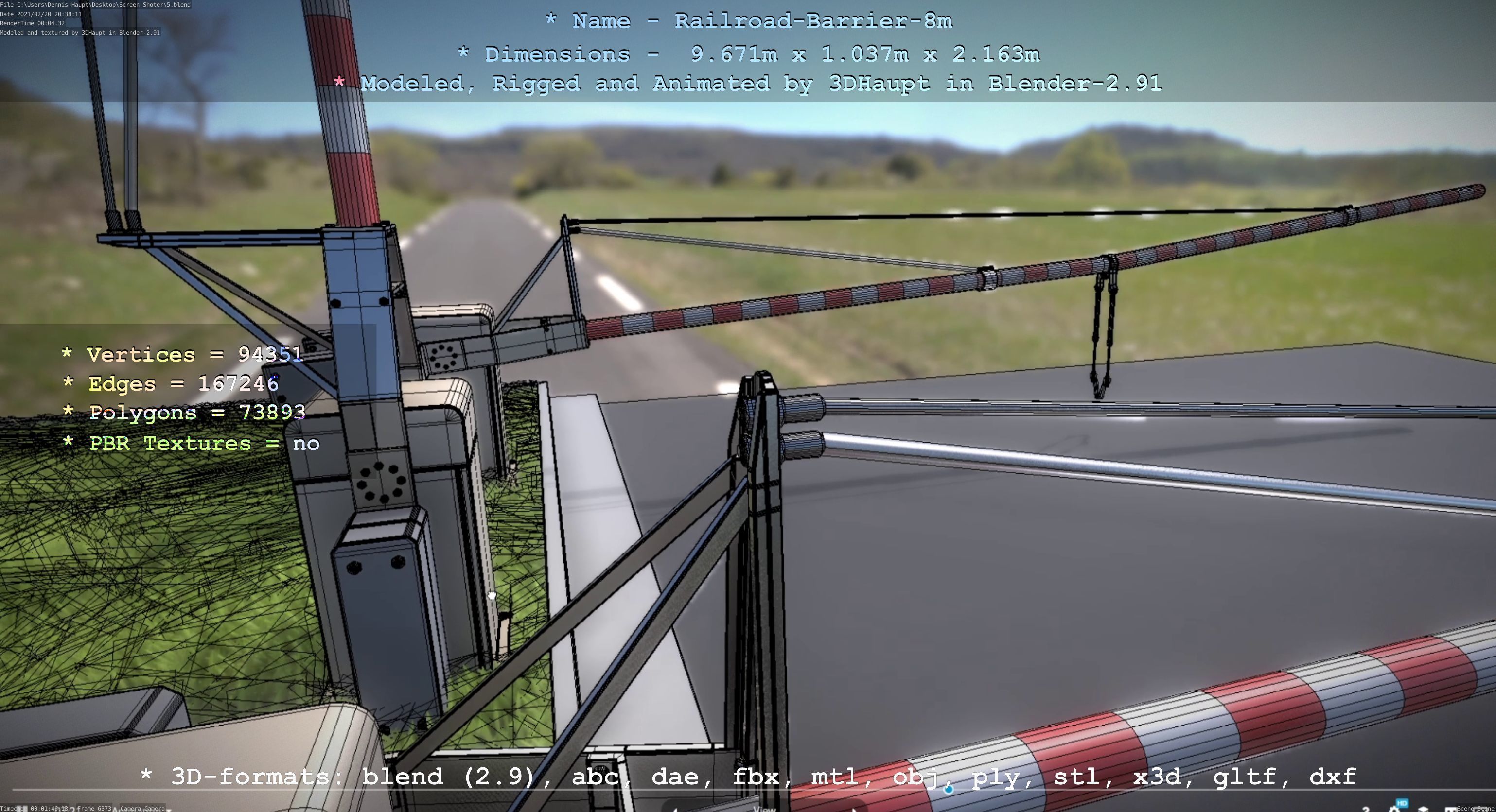 Railroad Barrier 8m High-Poly 3D model_29