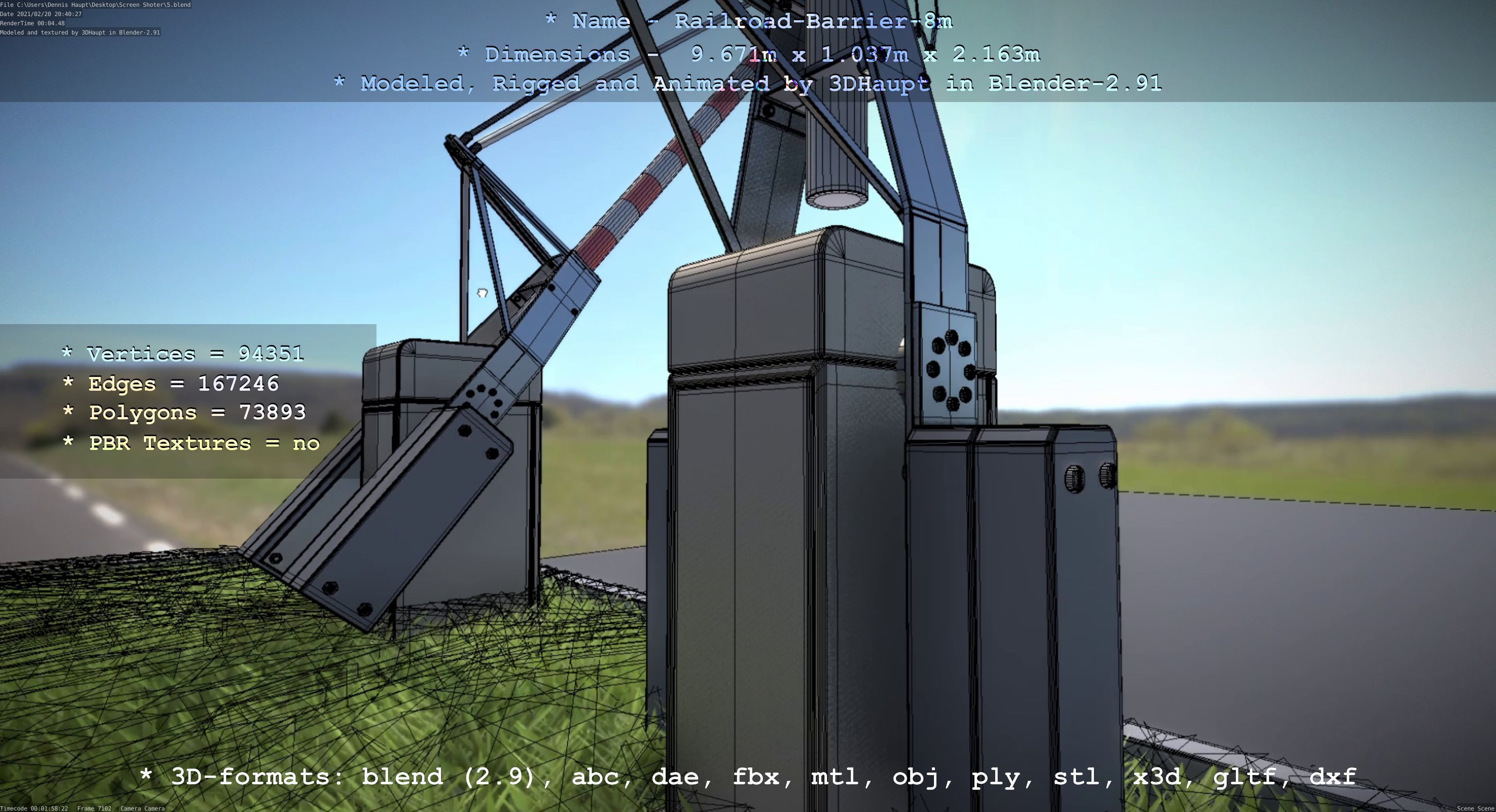 Railroad Barrier 8m High-Poly 3D model_67