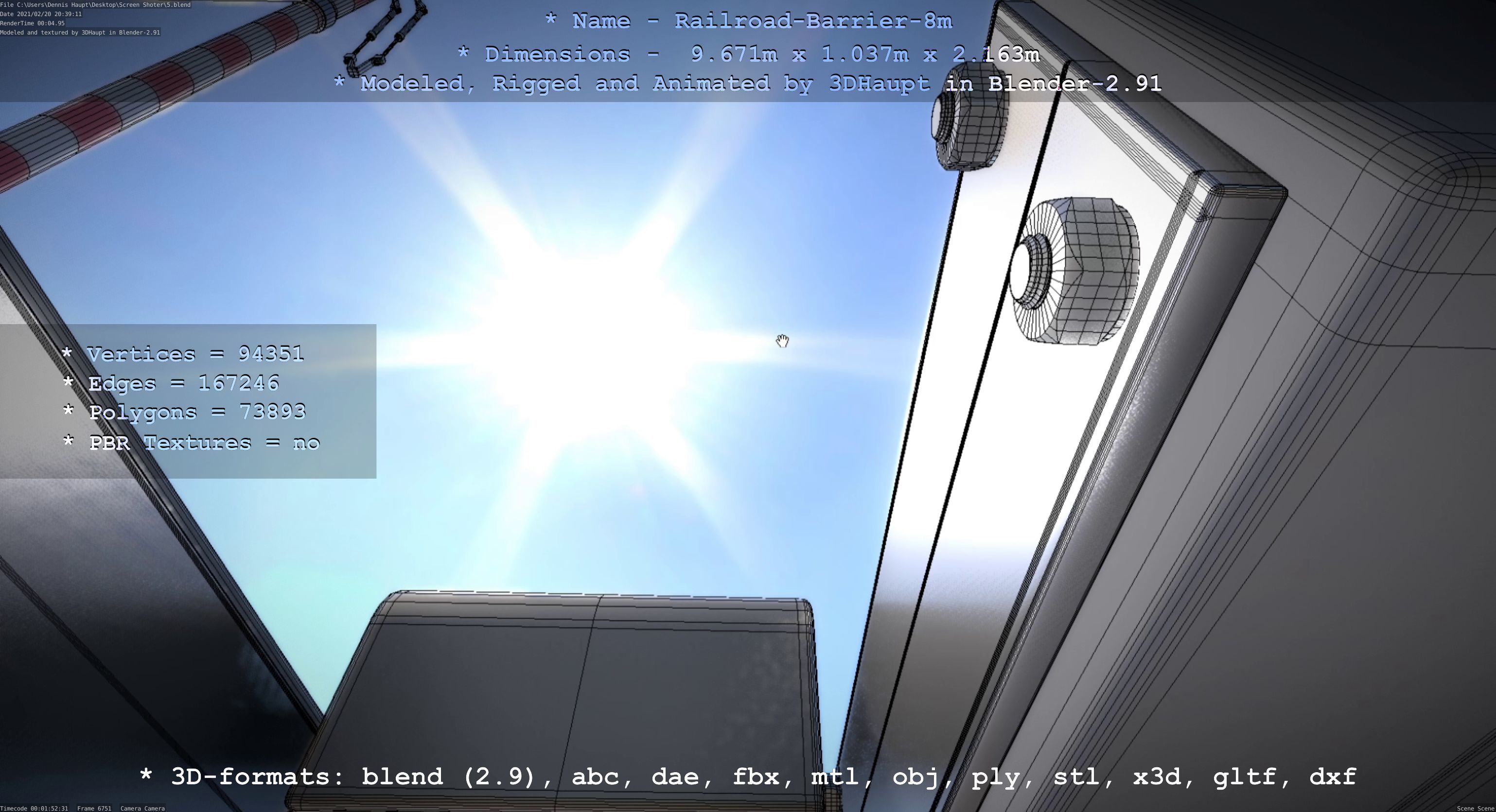 Railroad Barrier 8m High-Poly 3D model_61