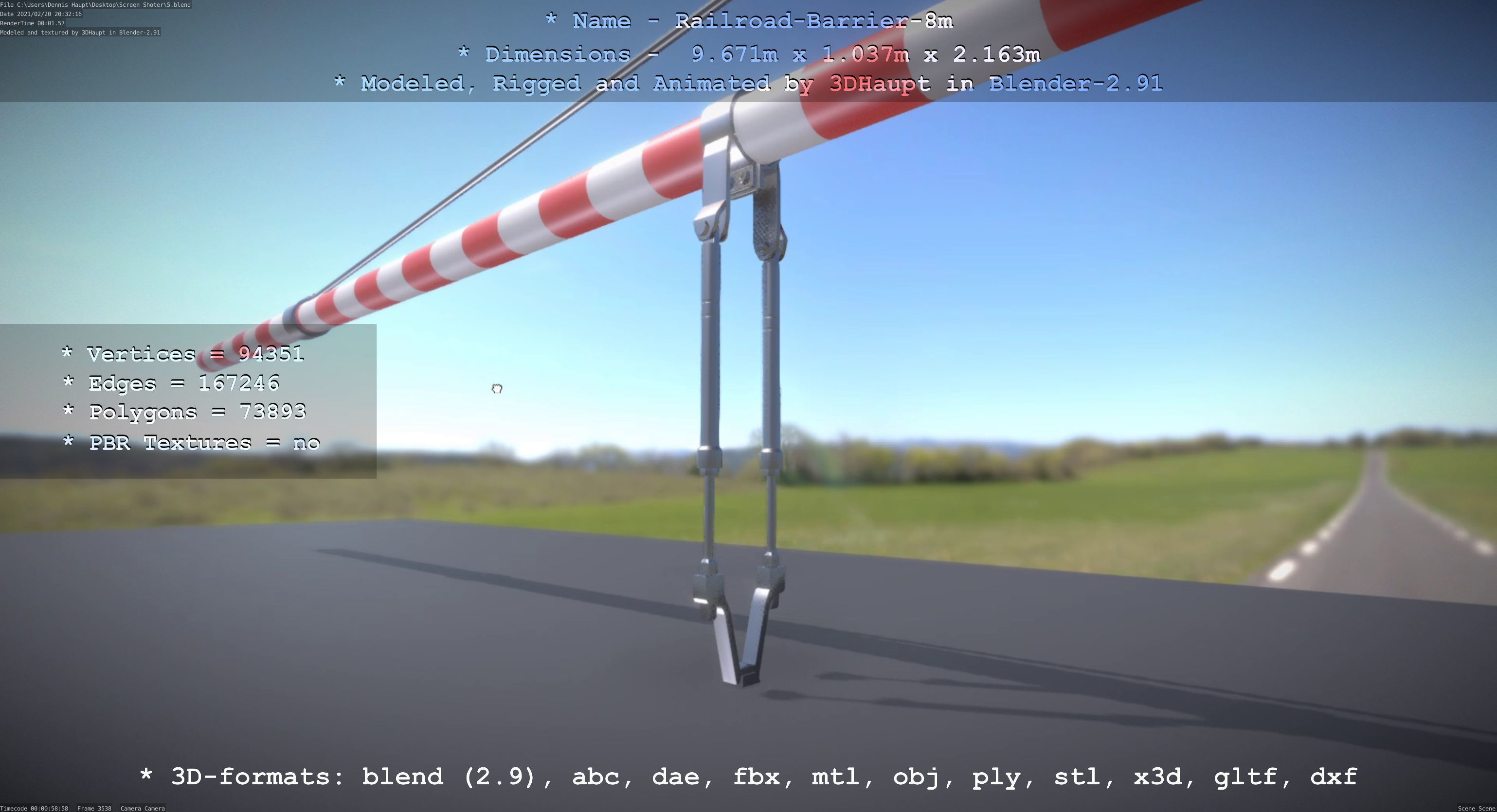 Railroad Barrier 8m High-Poly 3D model_44