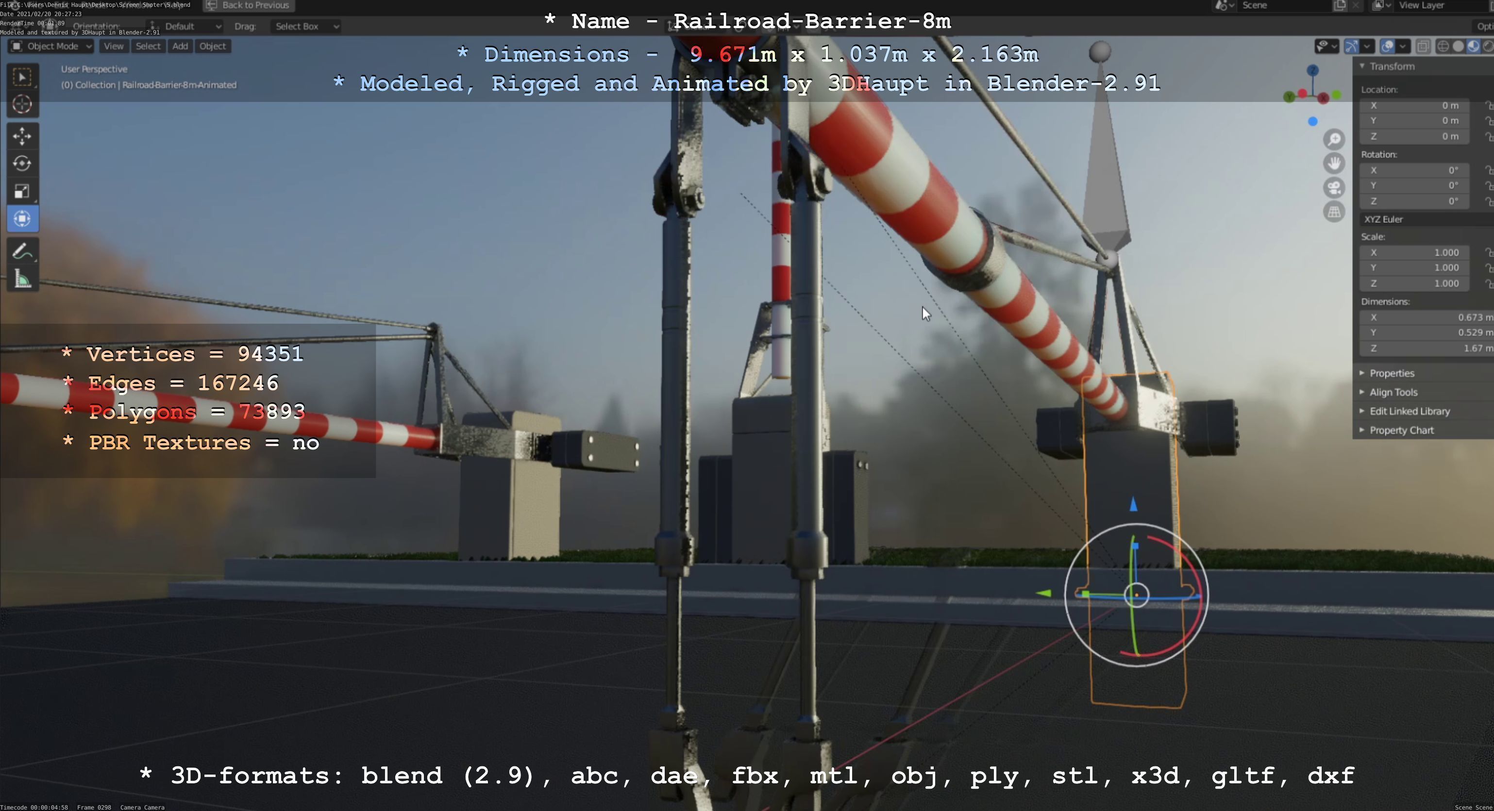 Railroad Barrier 8m High-Poly 3D model_31