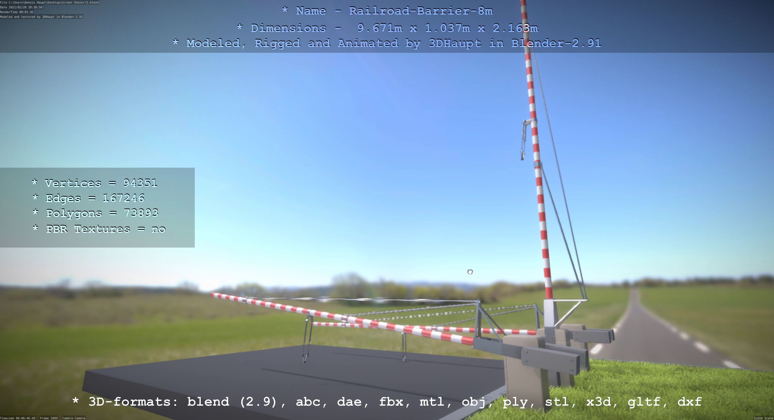 Railroad Barrier 8m High-Poly 3D model_112