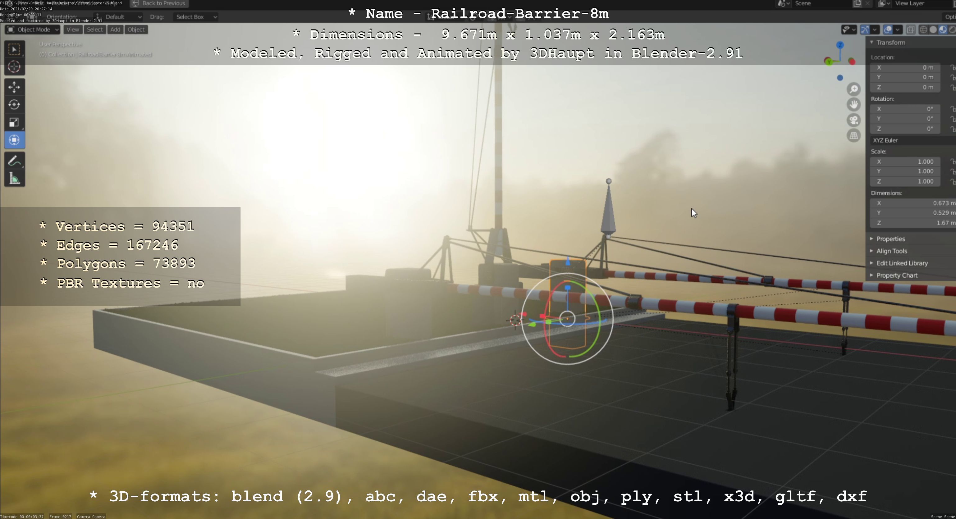 Railroad Barrier 8m High-Poly 3D model_75