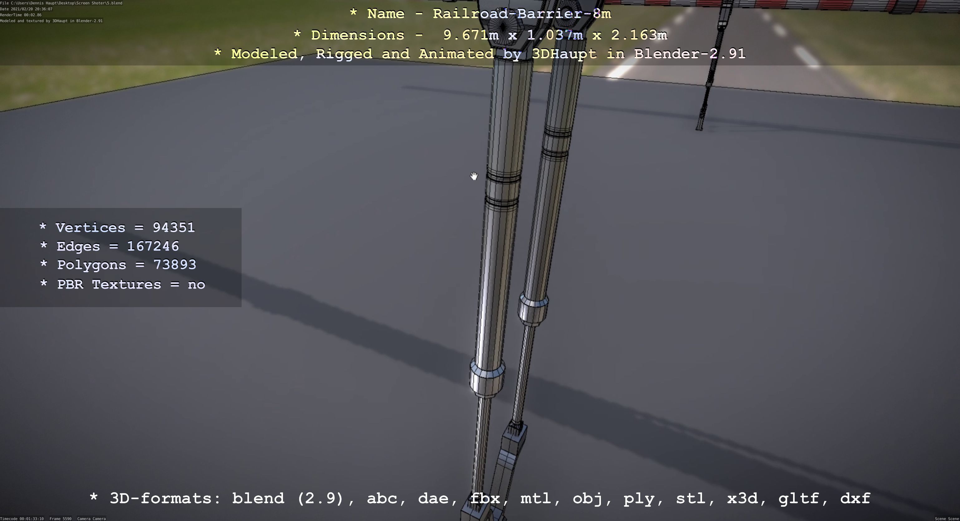 Railroad Barrier 8m High-Poly 3D model_58