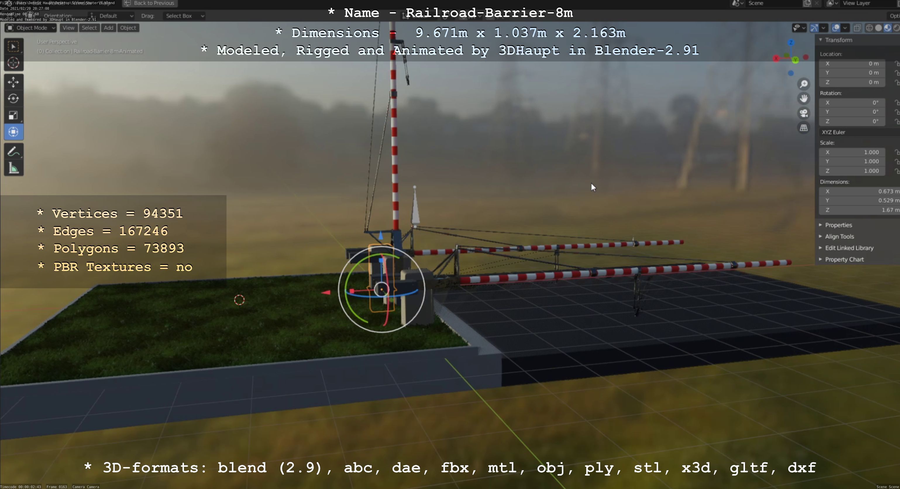 Railroad Barrier 8m High-Poly 3D model_72