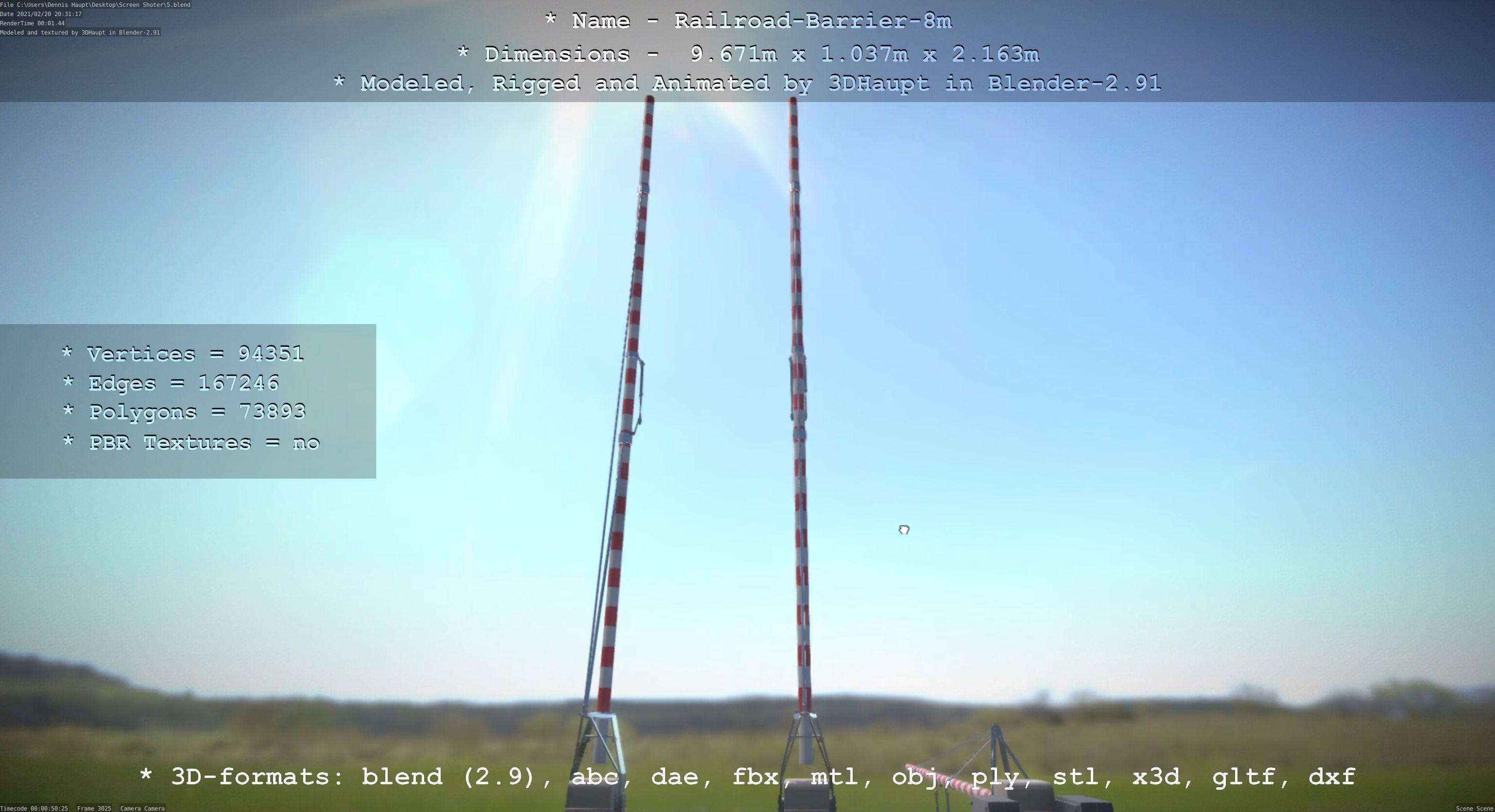 Railroad Barrier 8m High-Poly 3D model_107