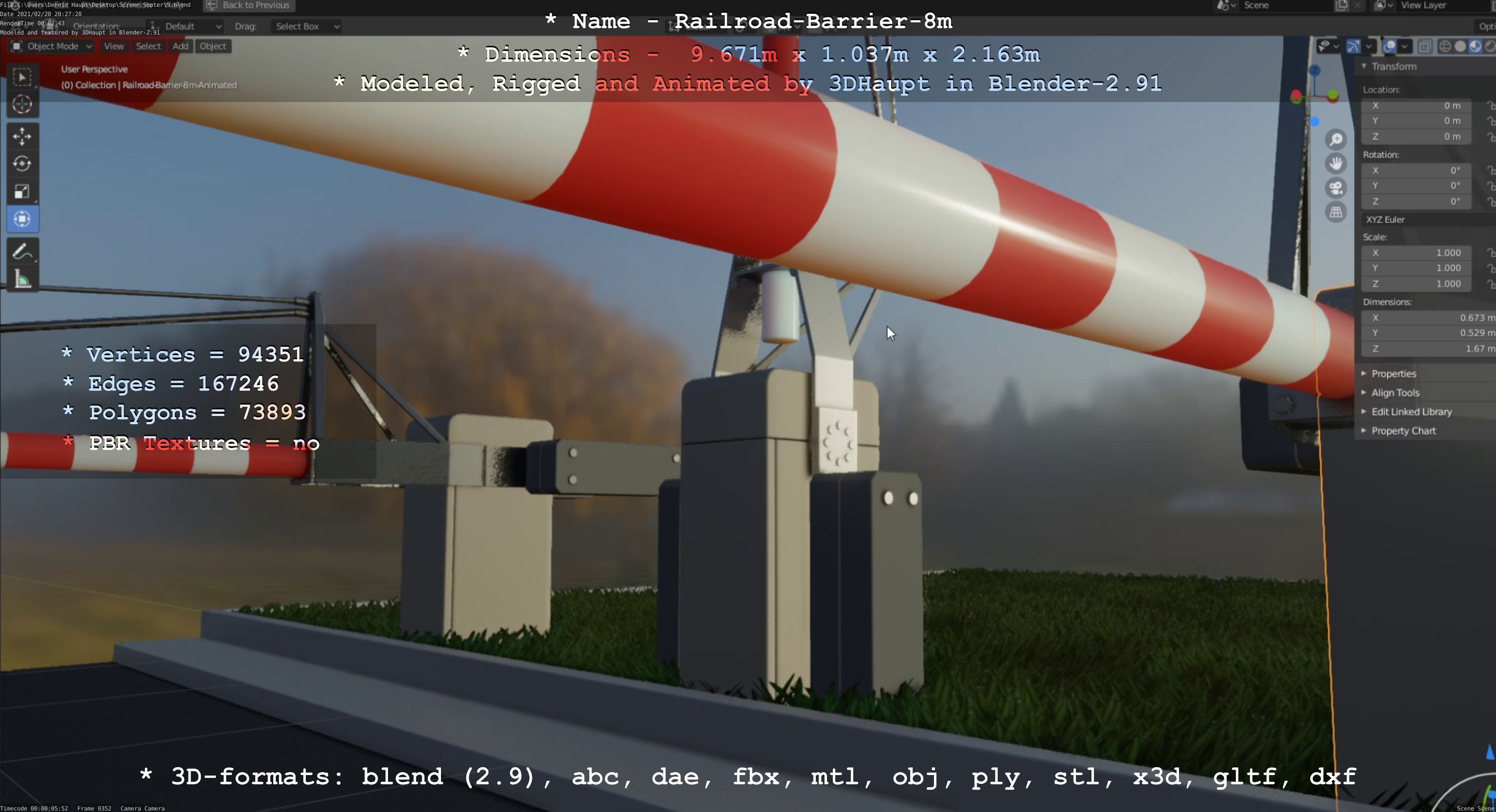 Railroad Barrier 8m High-Poly 3D model_33