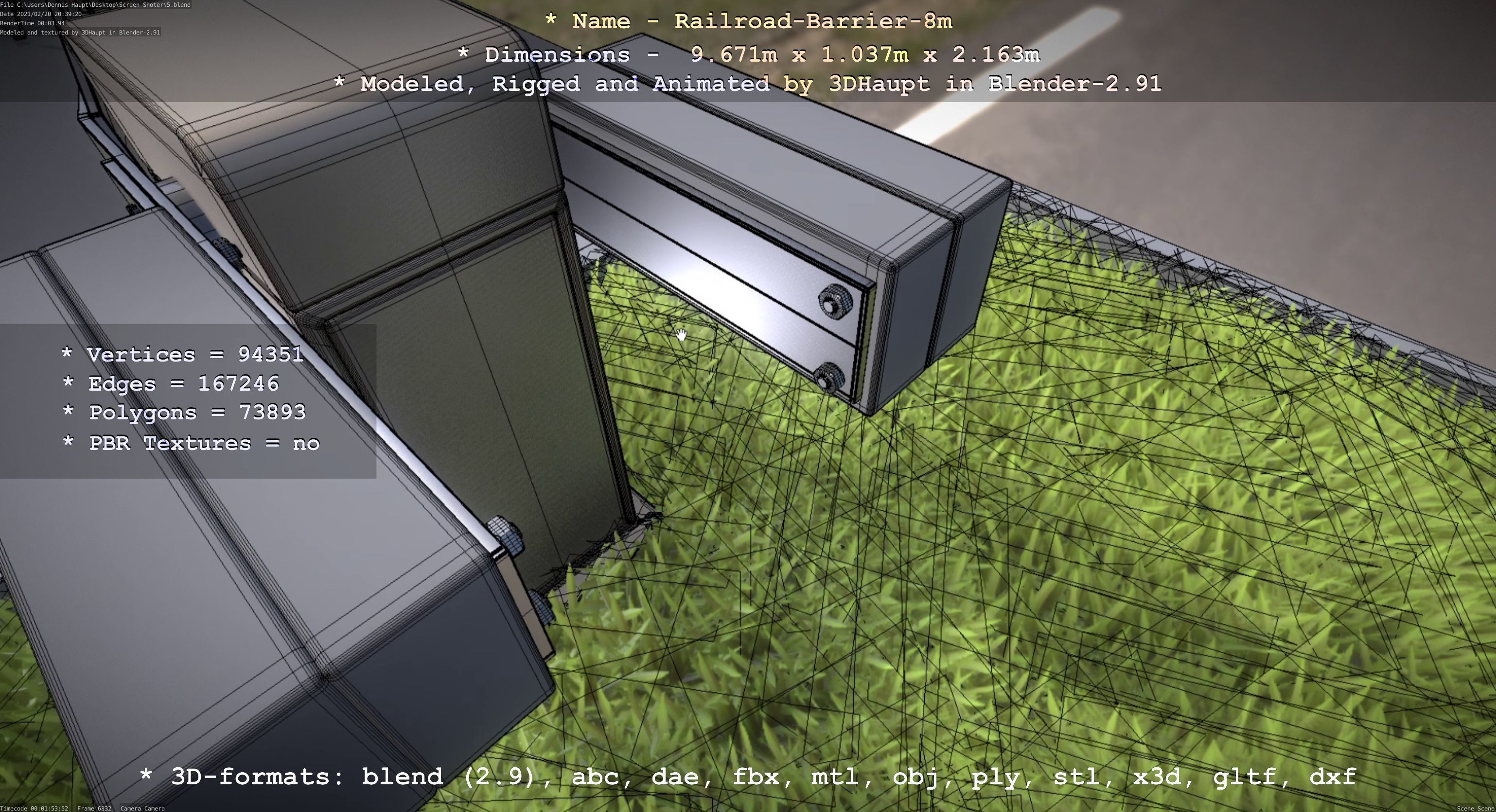 Railroad Barrier 8m High-Poly 3D model_65