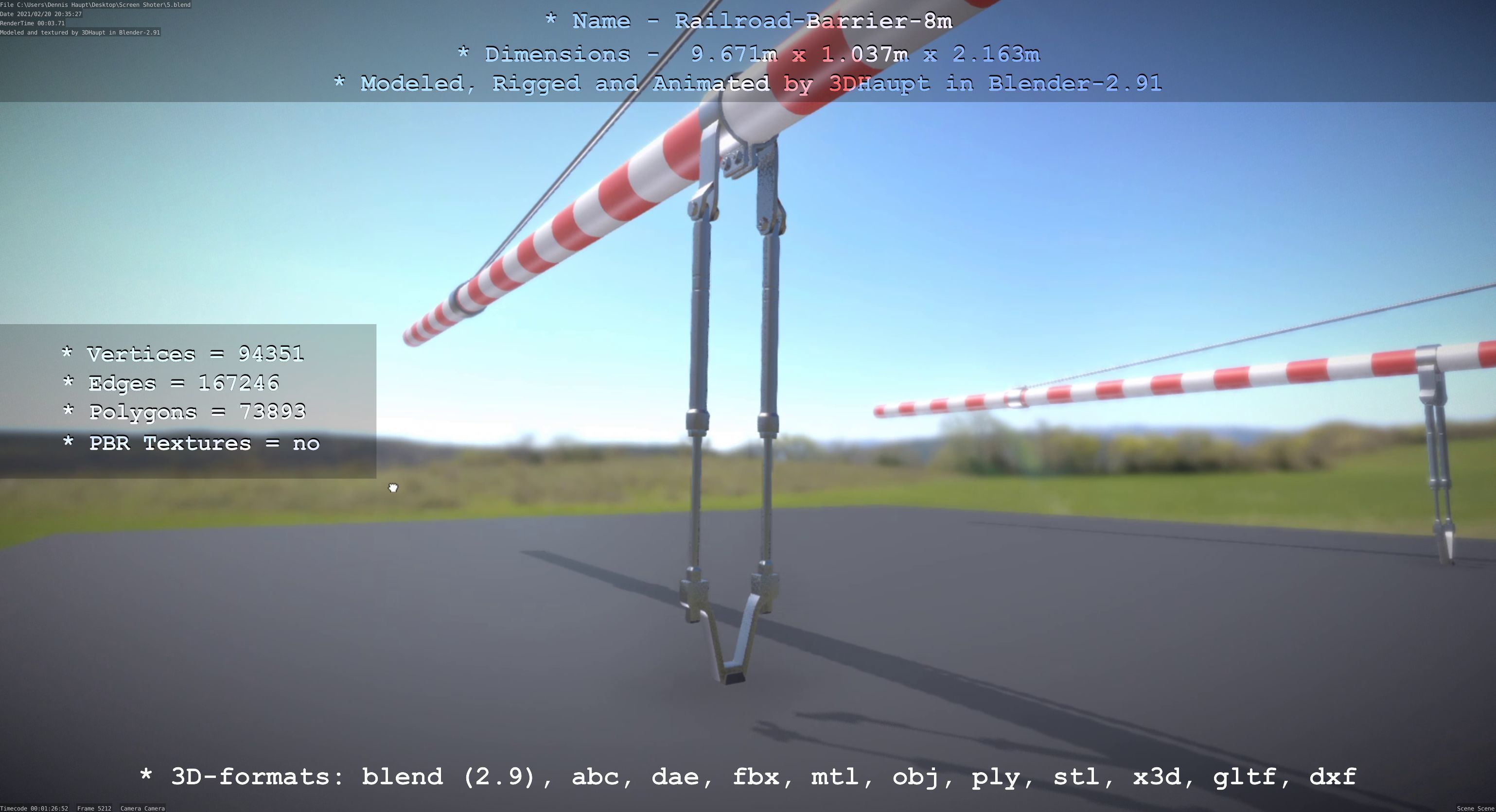 Railroad Barrier 8m High-Poly 3D model_53