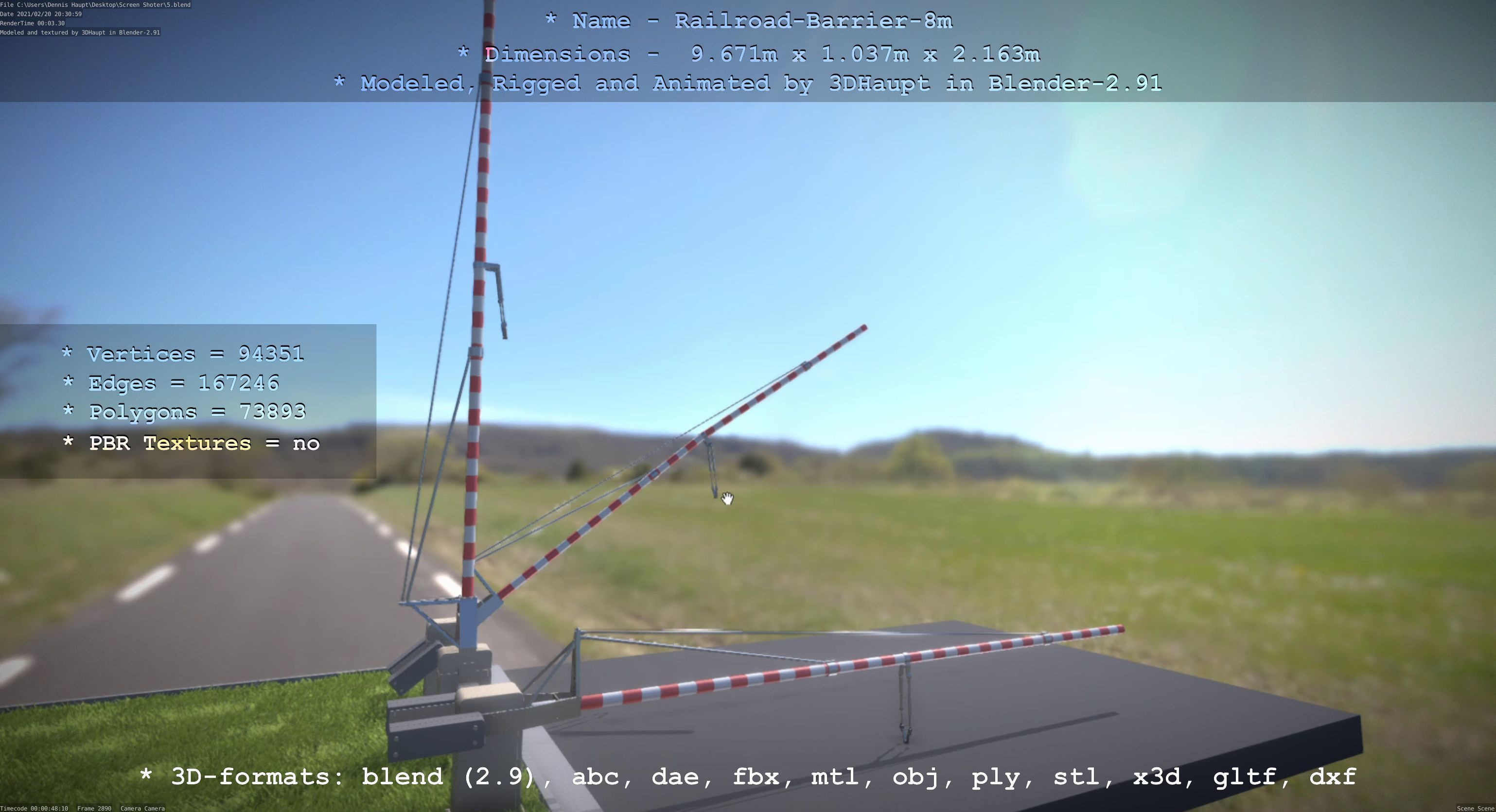 Railroad Barrier 8m High-Poly 3D model_7