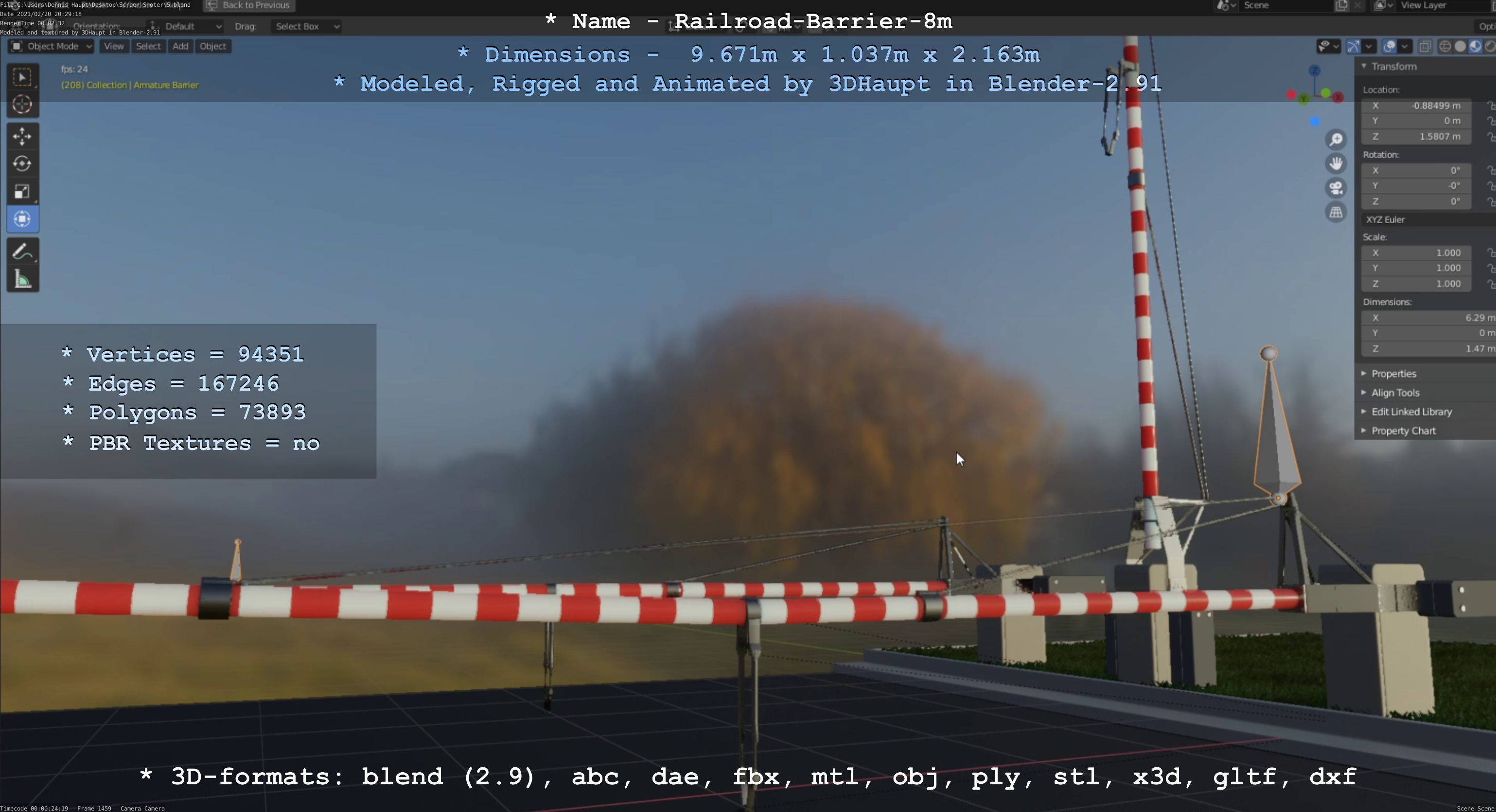 Railroad Barrier 8m High-Poly 3D model_89