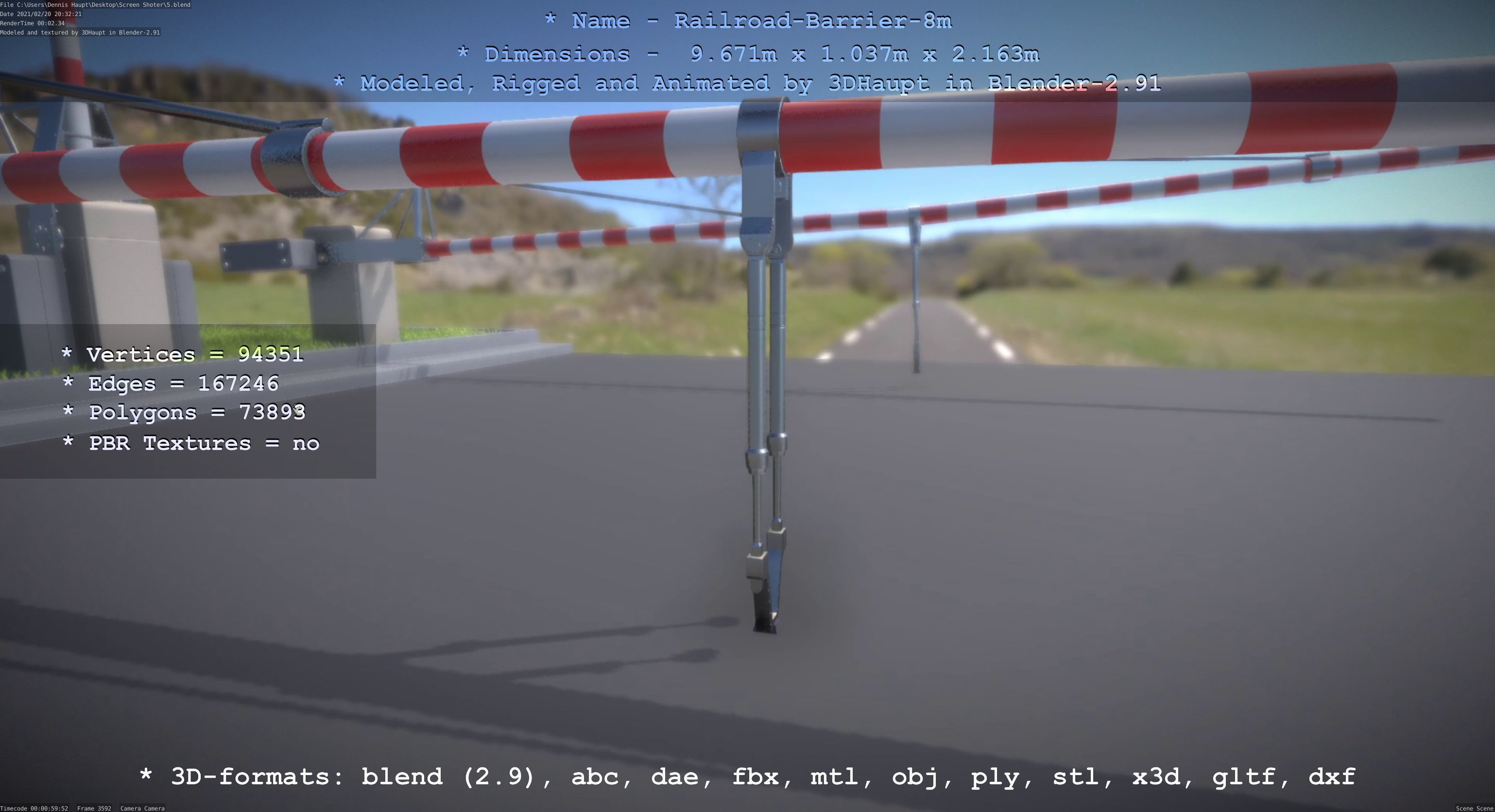 Railroad Barrier 8m High-Poly 3D model_45