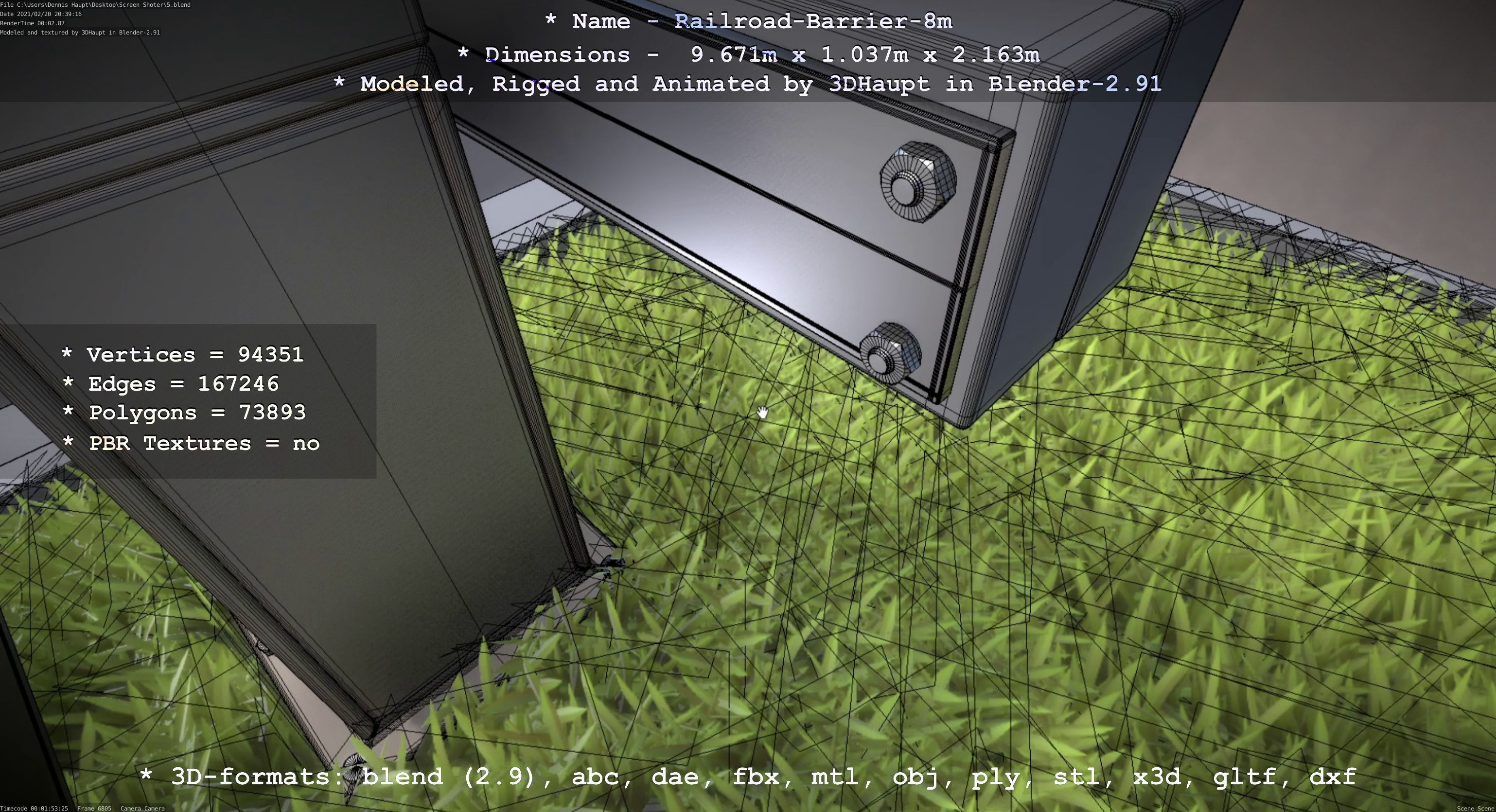 Railroad Barrier 8m High-Poly 3D model_64