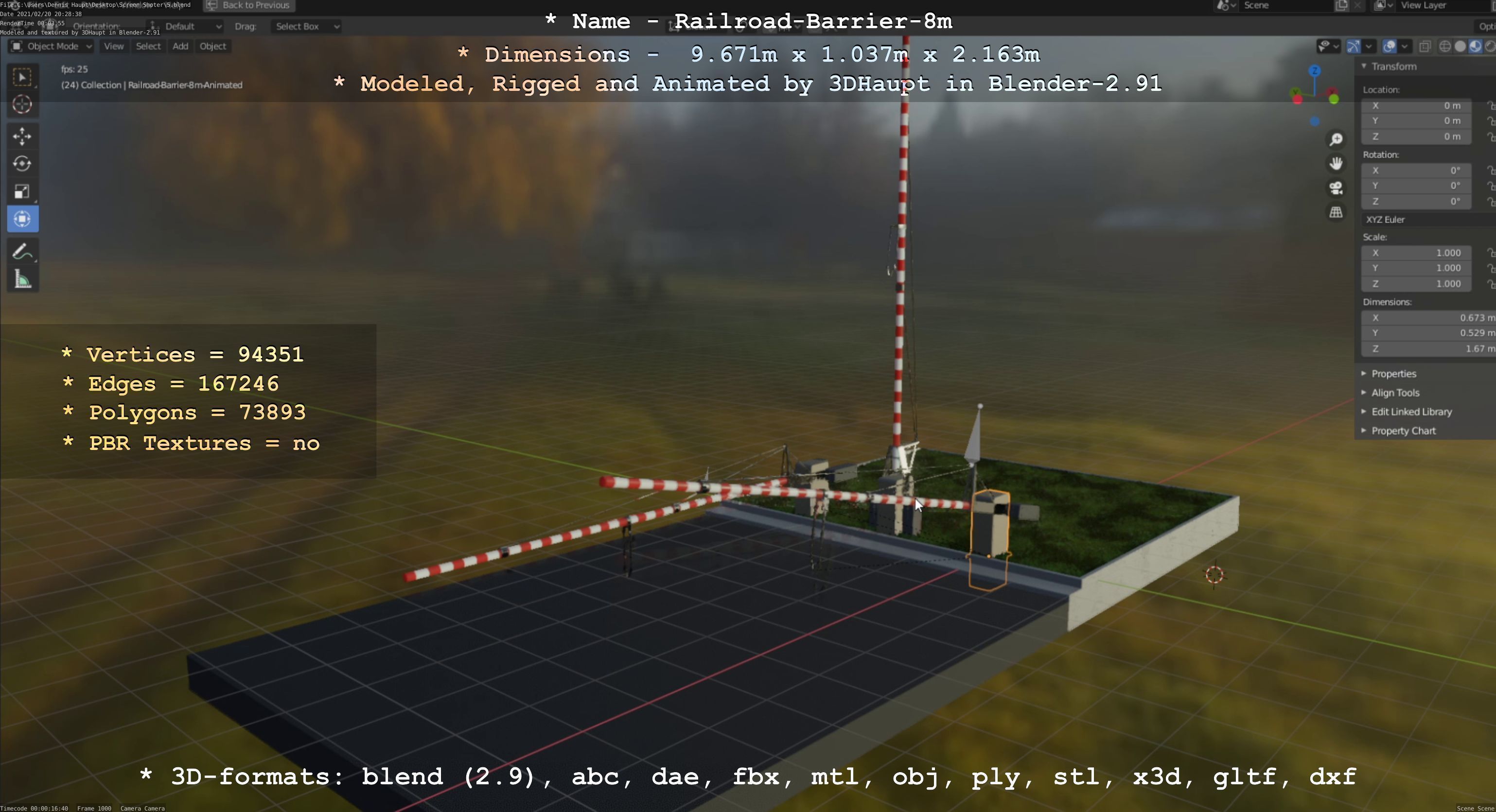 Railroad Barrier 8m High-Poly 3D model_87