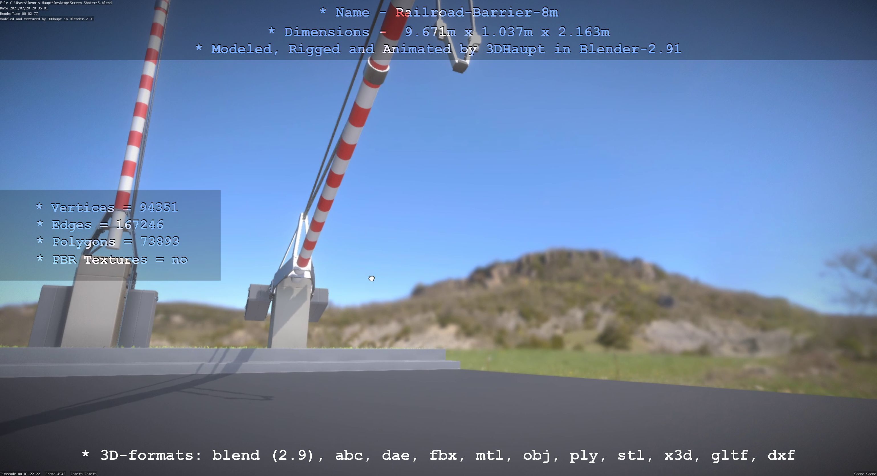 Railroad Barrier 8m High-Poly 3D model_50