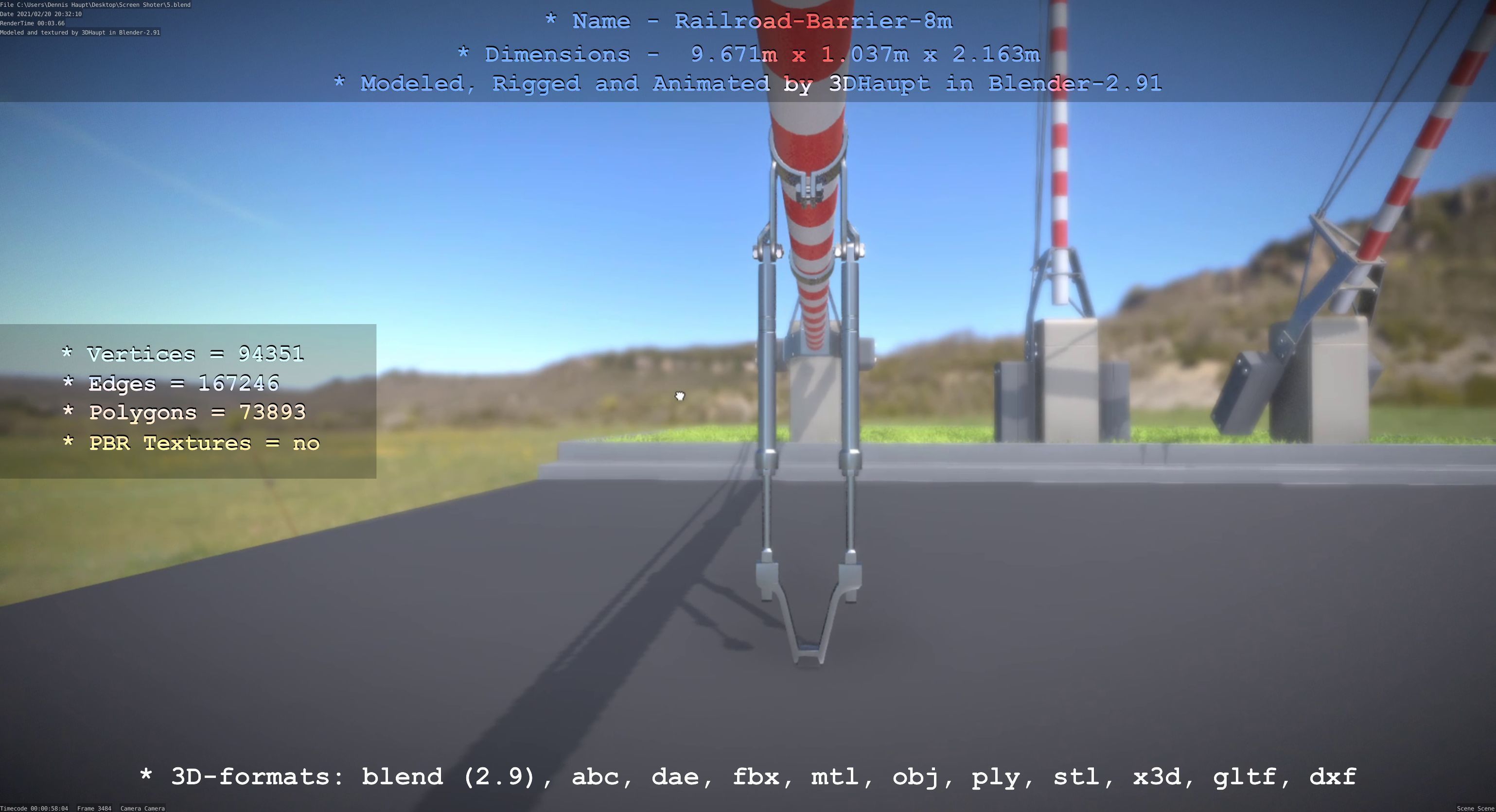 Railroad Barrier 8m High-Poly 3D model_42