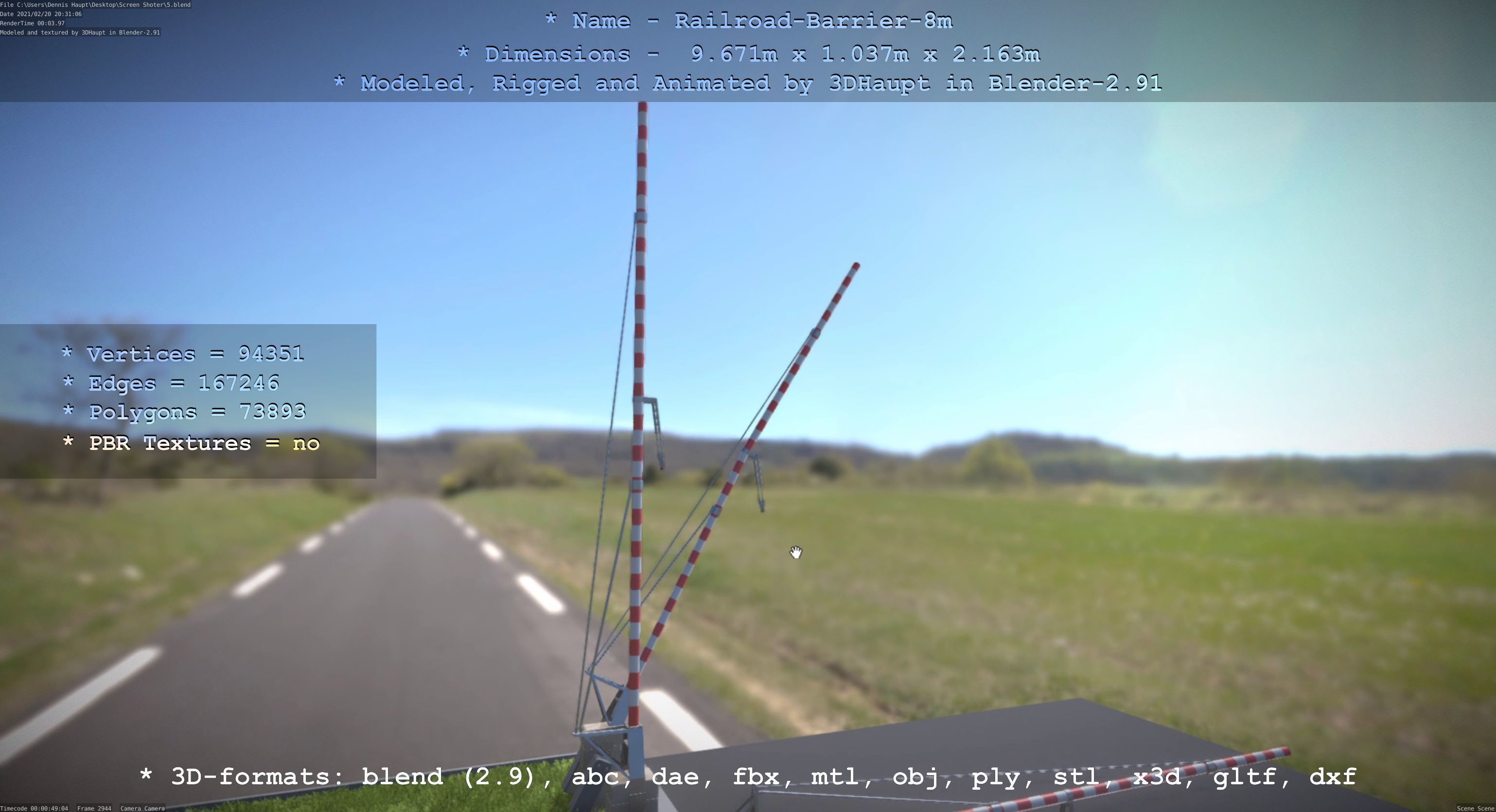 Railroad Barrier 8m High-Poly 3D model_74